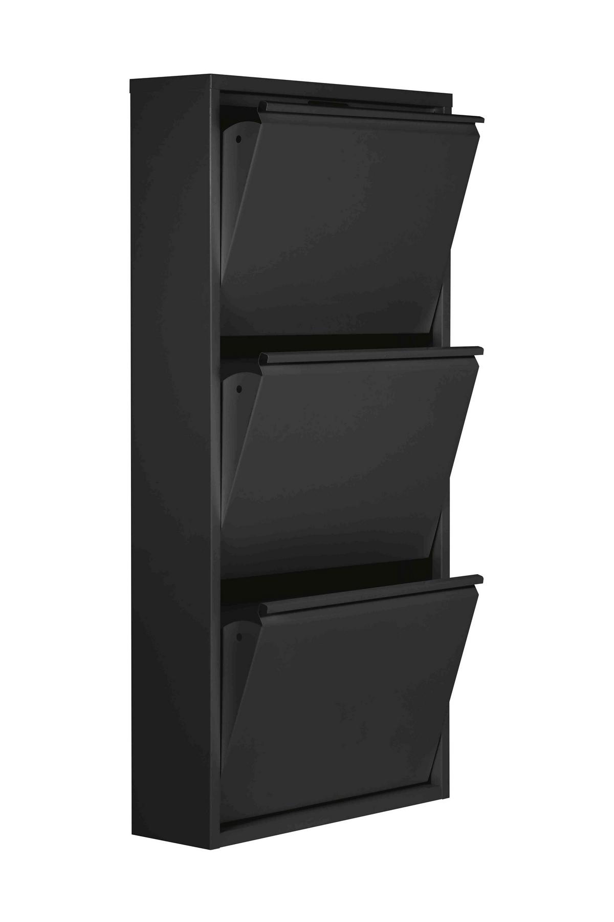 Billenős Cipősszekrény Black 3 - fekete, Design, fém (50/105/15cm)