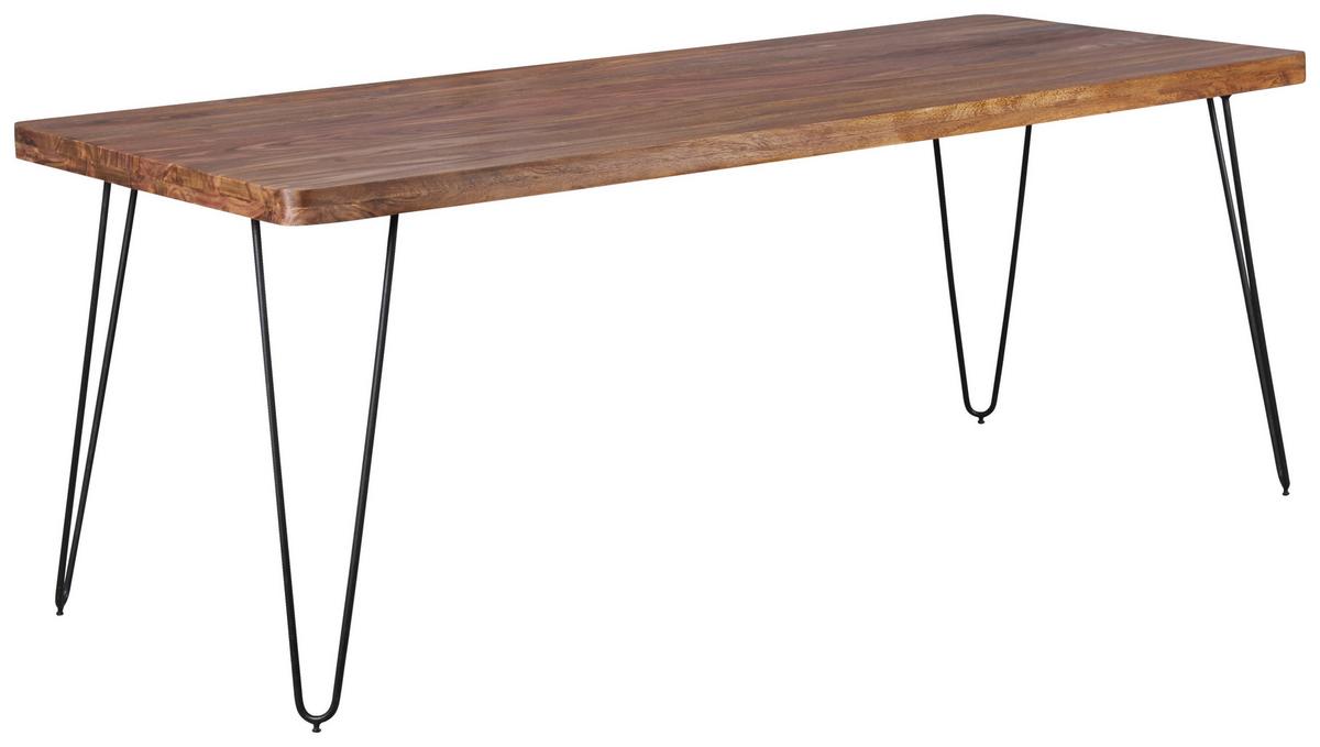 Jedilna Miza Bagli, Pravi Les, 200x80cm - črna/barve indijskega rožnega lesa, Design, kovina/les (200/80/76cm) - MID.YOU