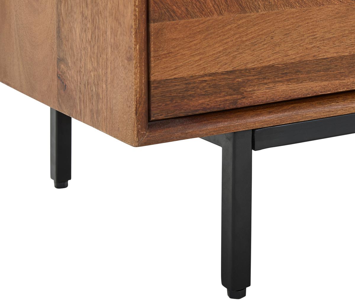 KOMODA NISKA KATJA - czarny/miodowy, Lifestyle, metal/drewno (180/45/40cm) - Livetastic