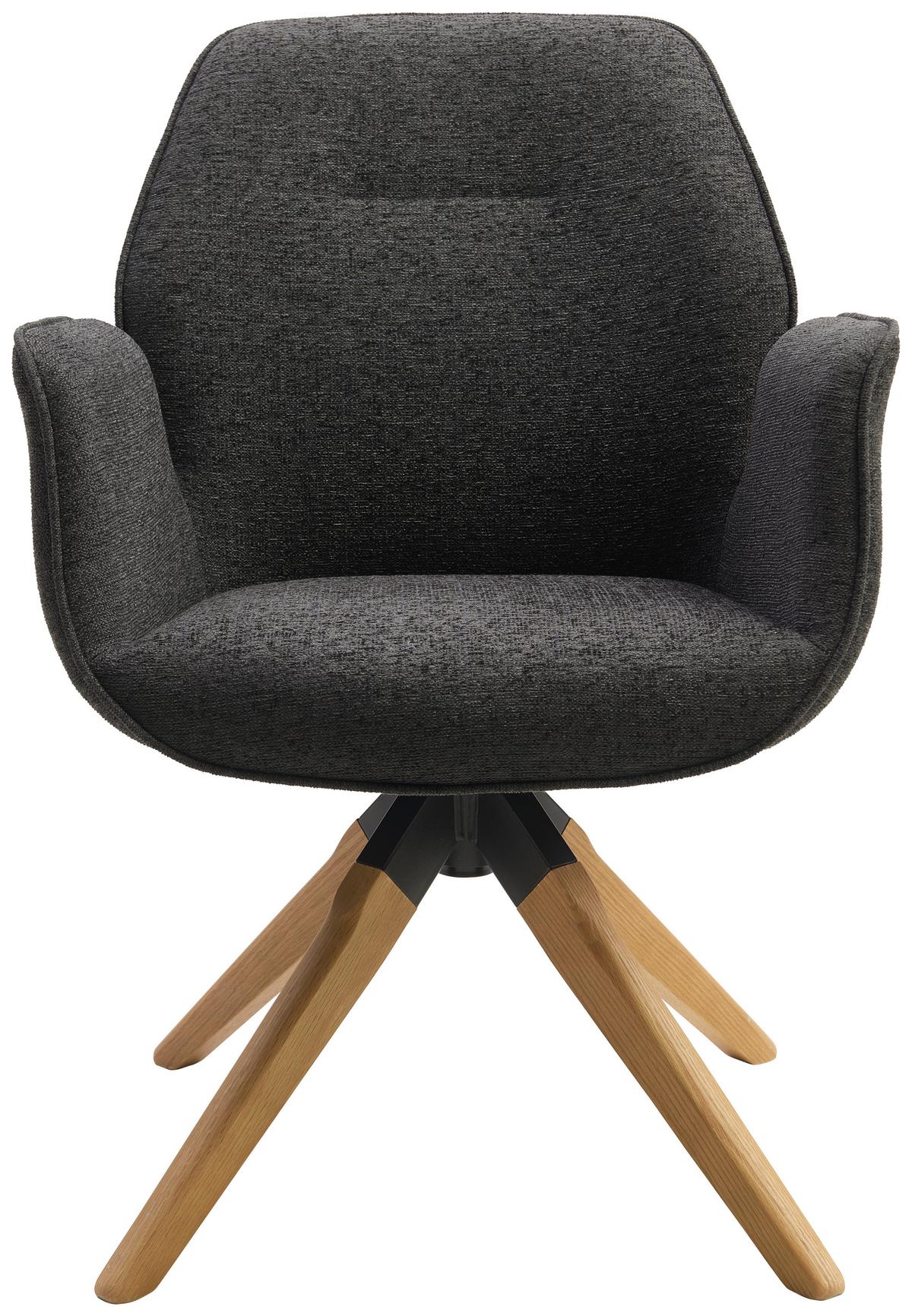 KRZESŁO Z PODŁOKIETNIKAMI SAVONA - antracytowy/kolor naturalny, Modern, drewno/tkanina (61/84/62cm) - MID.YOU