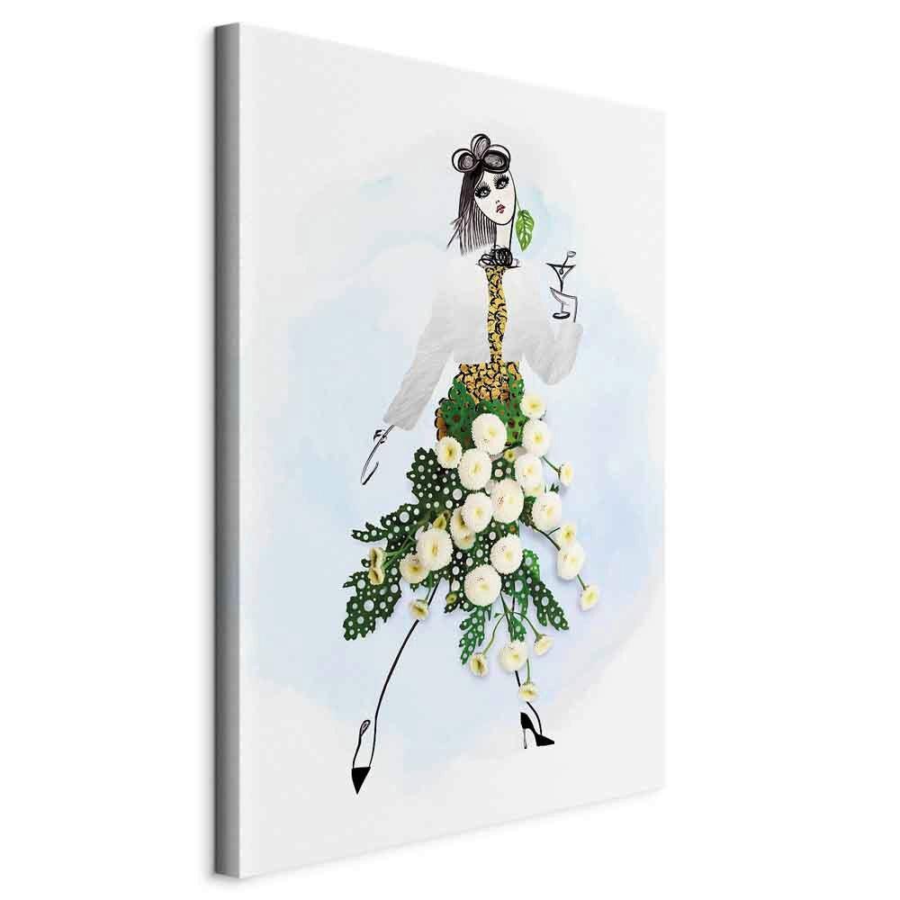 Slika Na Platnu Herbal Girl - svetlo modra/svetlo siva, Basics, tekstil/les (80/120/1,2cm) - artgeist