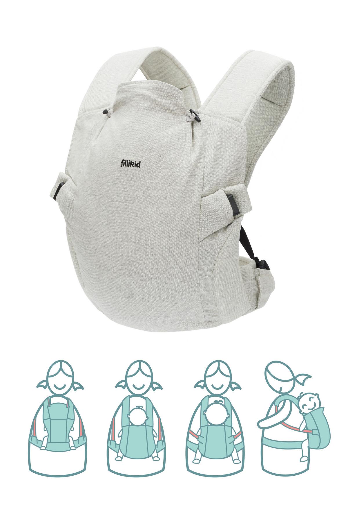 NOSIDEŁKO MC02-17 NATURAL - jasnoszary, Basics, tkanina (37/34cm) - Fillikid