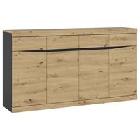 Komoda Turino, Barva Hrasta, Antracit - črna/antracit, Trend, umetna masa/leseni material (168/92,1/39,9cm)