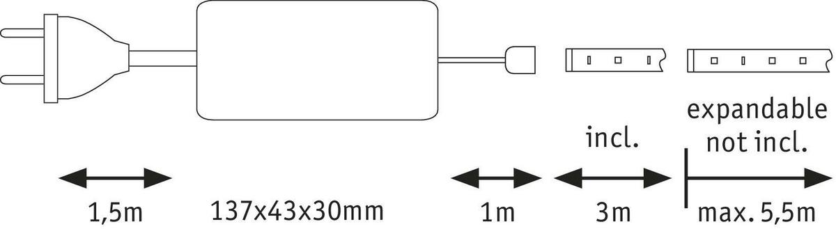 LED-Strip 70579 in Silberfarben max. 20 Watt - Silberfarben, Basics, Kunststoff (0,3cm) - Paulmann