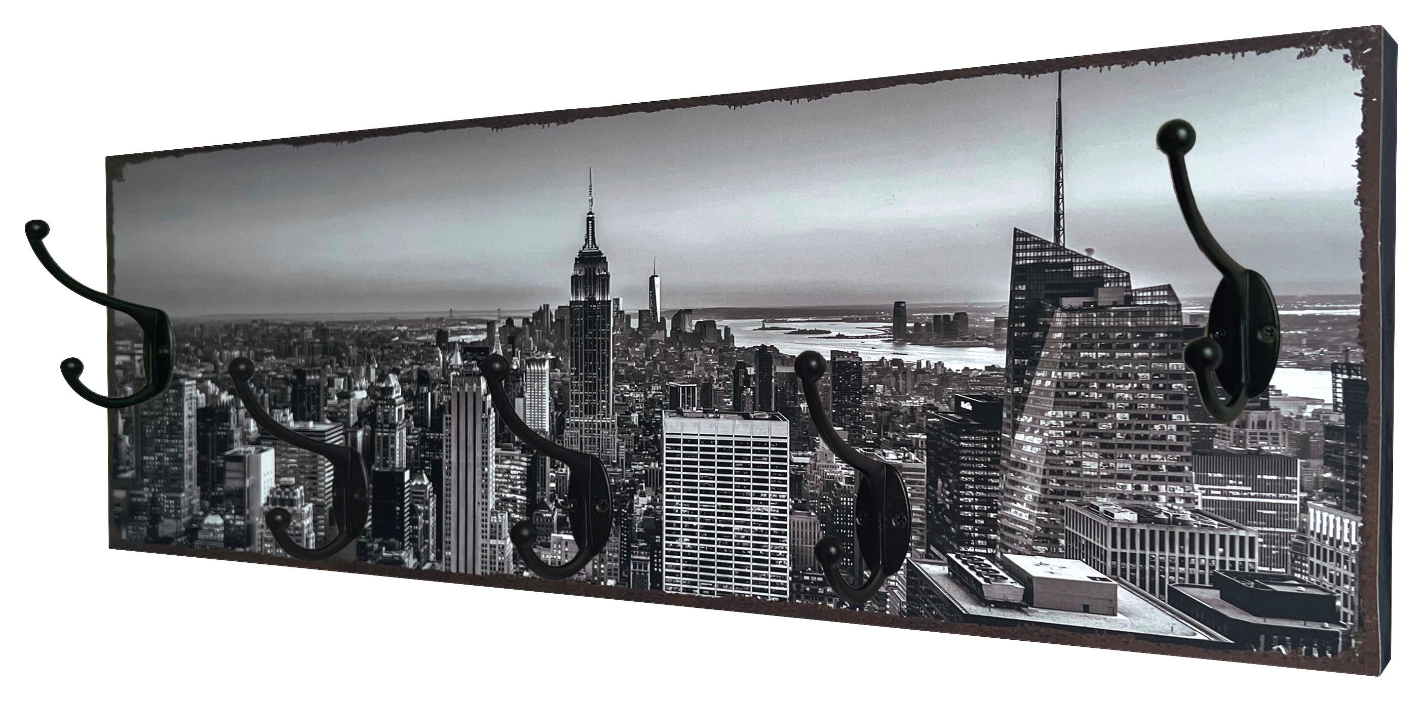Stenski Obešalnik New York, Večbarvno - večbarvno, Moderno, kovina/leseni material (60/20/9,3cm) - Mömax