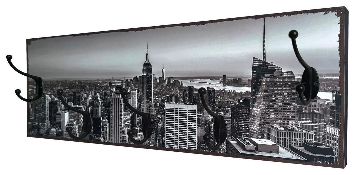 Stenski Obešalnik New York, Večbarvno - večbarvno, Moderno, kovina/leseni material (60/20/9,3cm) - Mömax