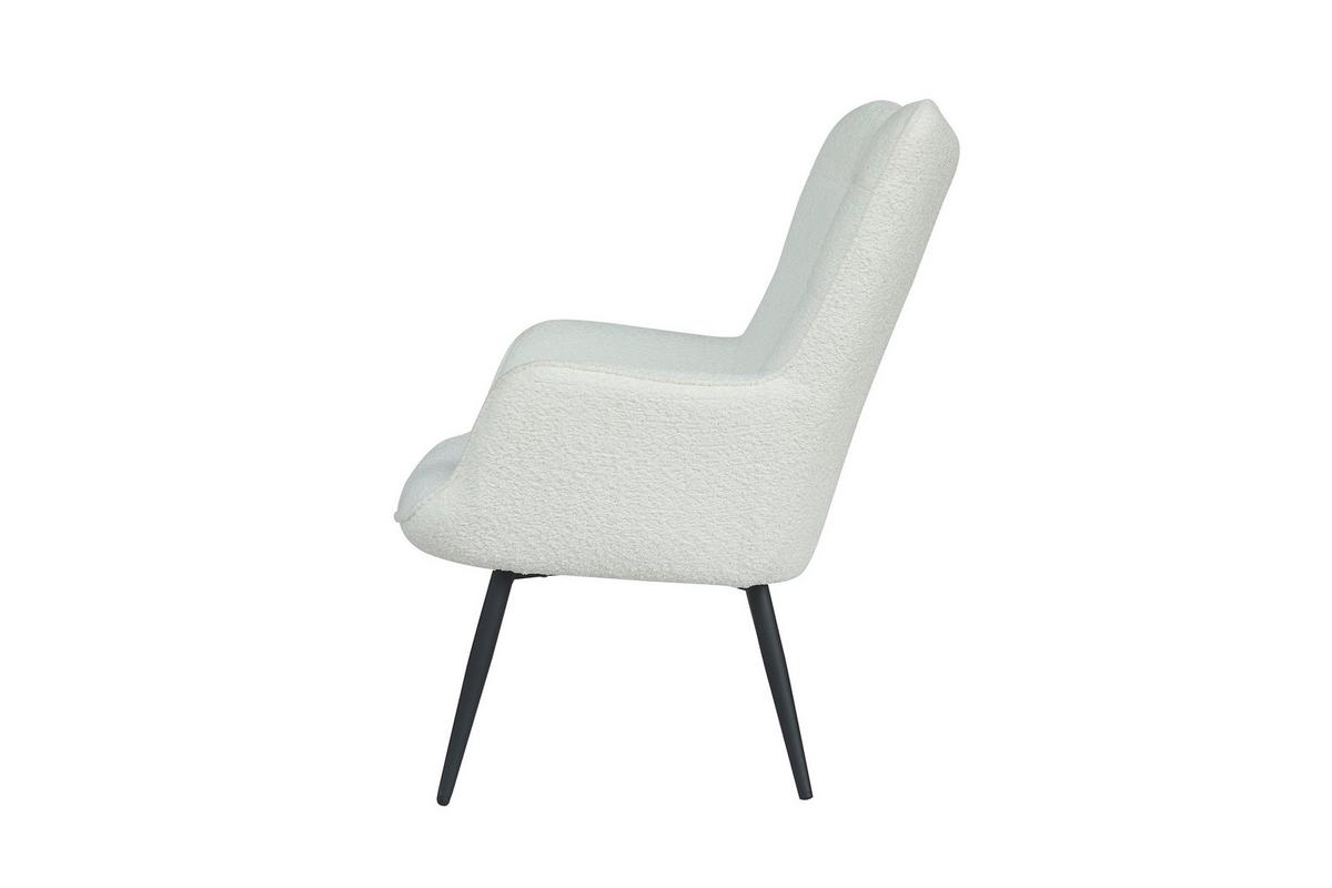 Sessel Uta Elfenbein Bouclé - Elfenbein/Schwarz, Basics, Textil/Metall (72/97/80cm) - MID.YOU