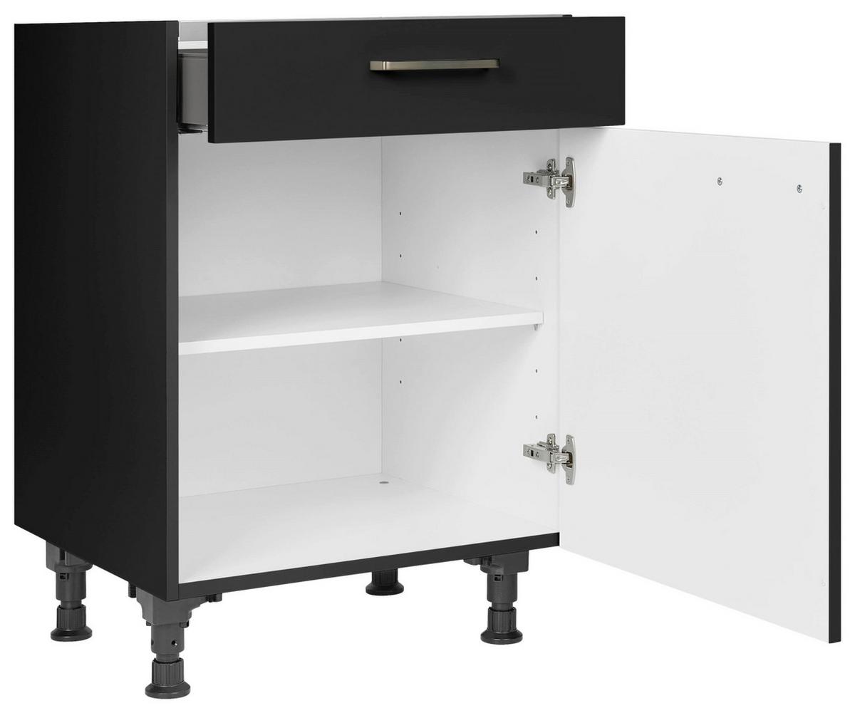 Kochfeldumbauschrank Touch Schwarz - Edelstahlfarben/Schwarz, MODERN, Holzwerkstoff/Metall (60/87/56cm) - Nobilia