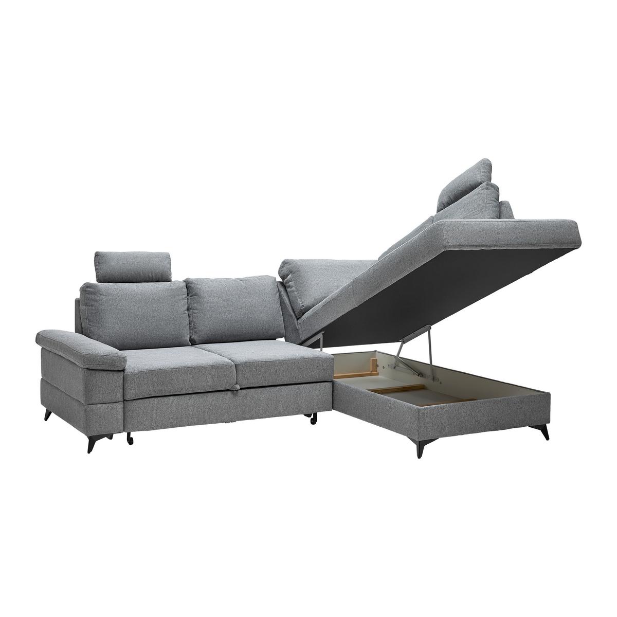 Ecksofa Sara Grau - Schwarz/Grau, MODERN, Textil/Metall (250/87-103/189cm) - Mömax