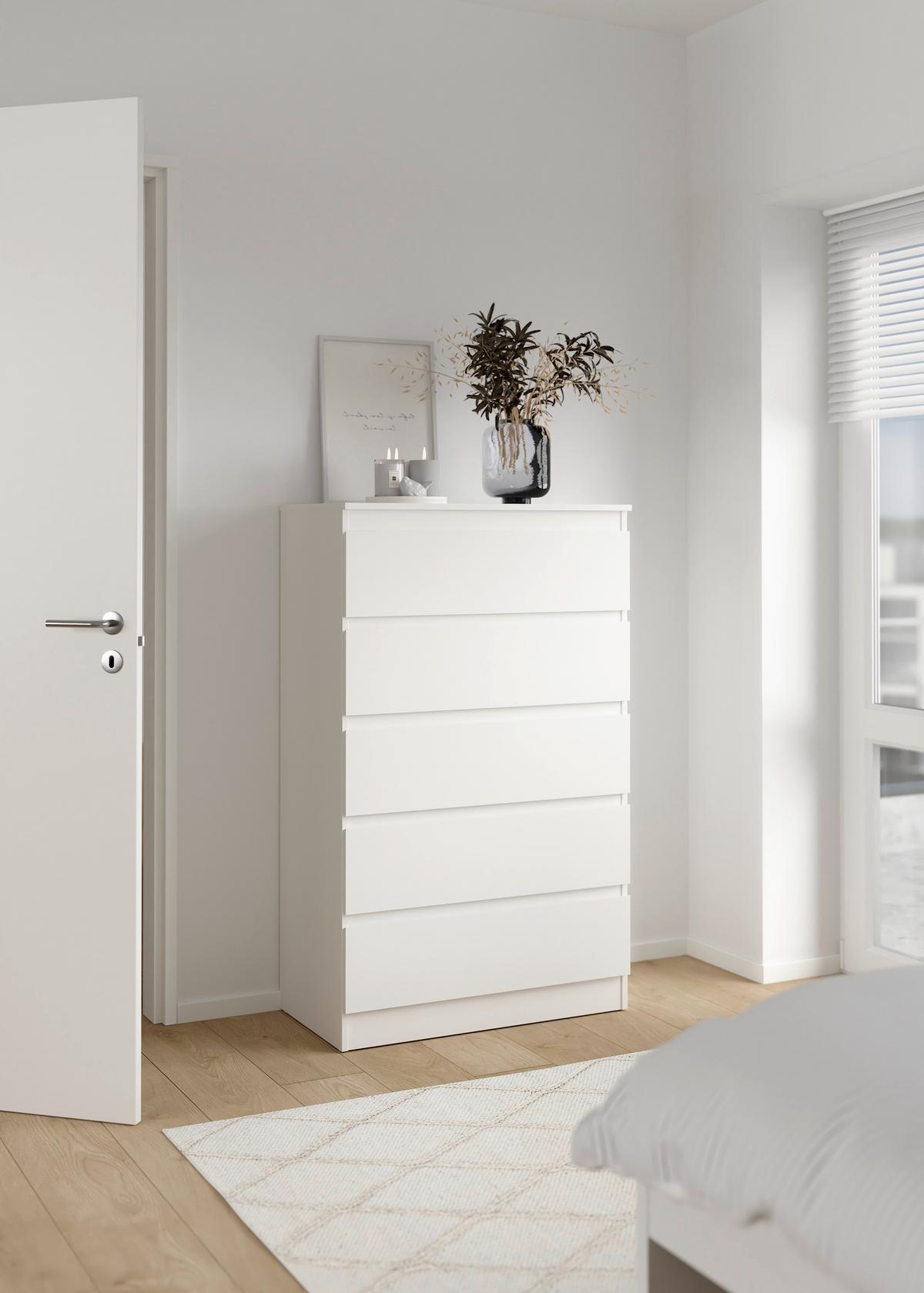 Kommode Mara 5 Weiß - Weiß, KONVENTIONELL, Holz (77/125/42cm) - Mömax