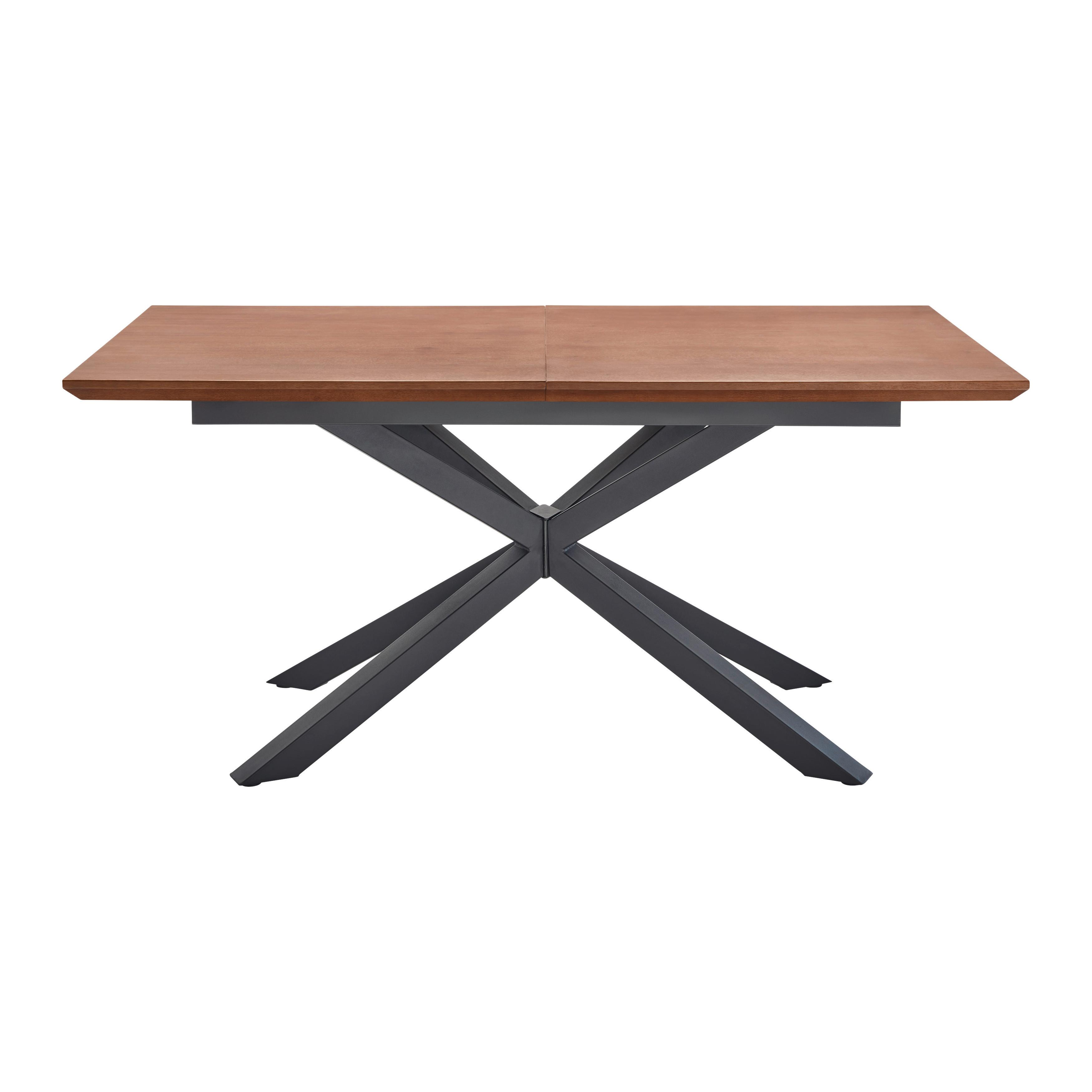 Kihúzható Asztal Fulvio - Fekete/Dió, modern, Fa/Fém (160-200/90/77cm) - Bessagi Home