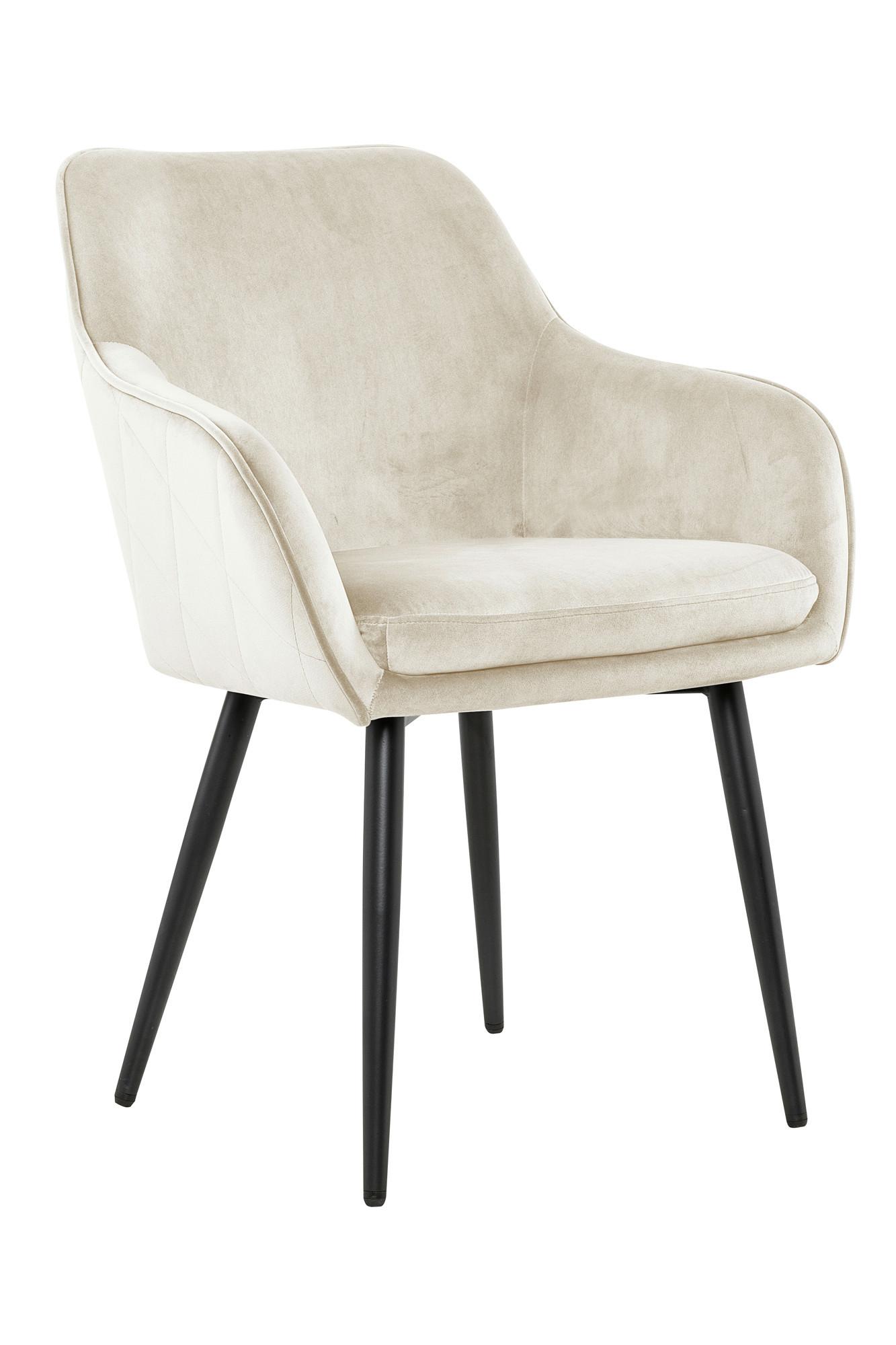 Naslanjač Samt, Krem Barva - črna/krem barve, Moderno, kovina/tekstil (61/85/60cm) - Livetastic