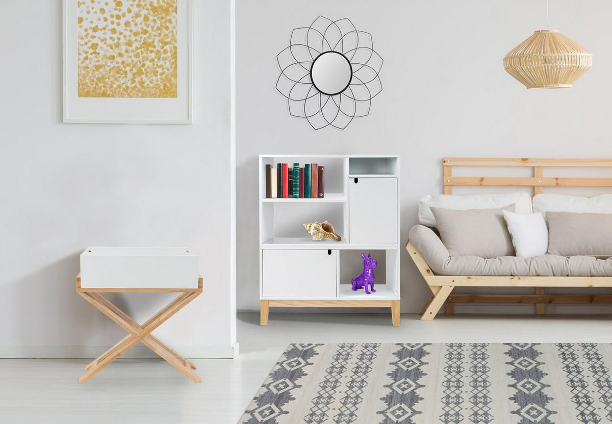 BEISTELLTISCH VALERIE 400 WEIß / NATURAL - Weiss, Design, Holz/Holzwerkstoff (56/58/34cm) - Kayoom