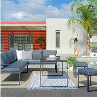 Loungegarnitur-Set Mexiko 2 Schwarz/Anthrazit - Anthrazit/Schwarz, MODERN, Glas/Textil (241/66/176cm) - Mömax