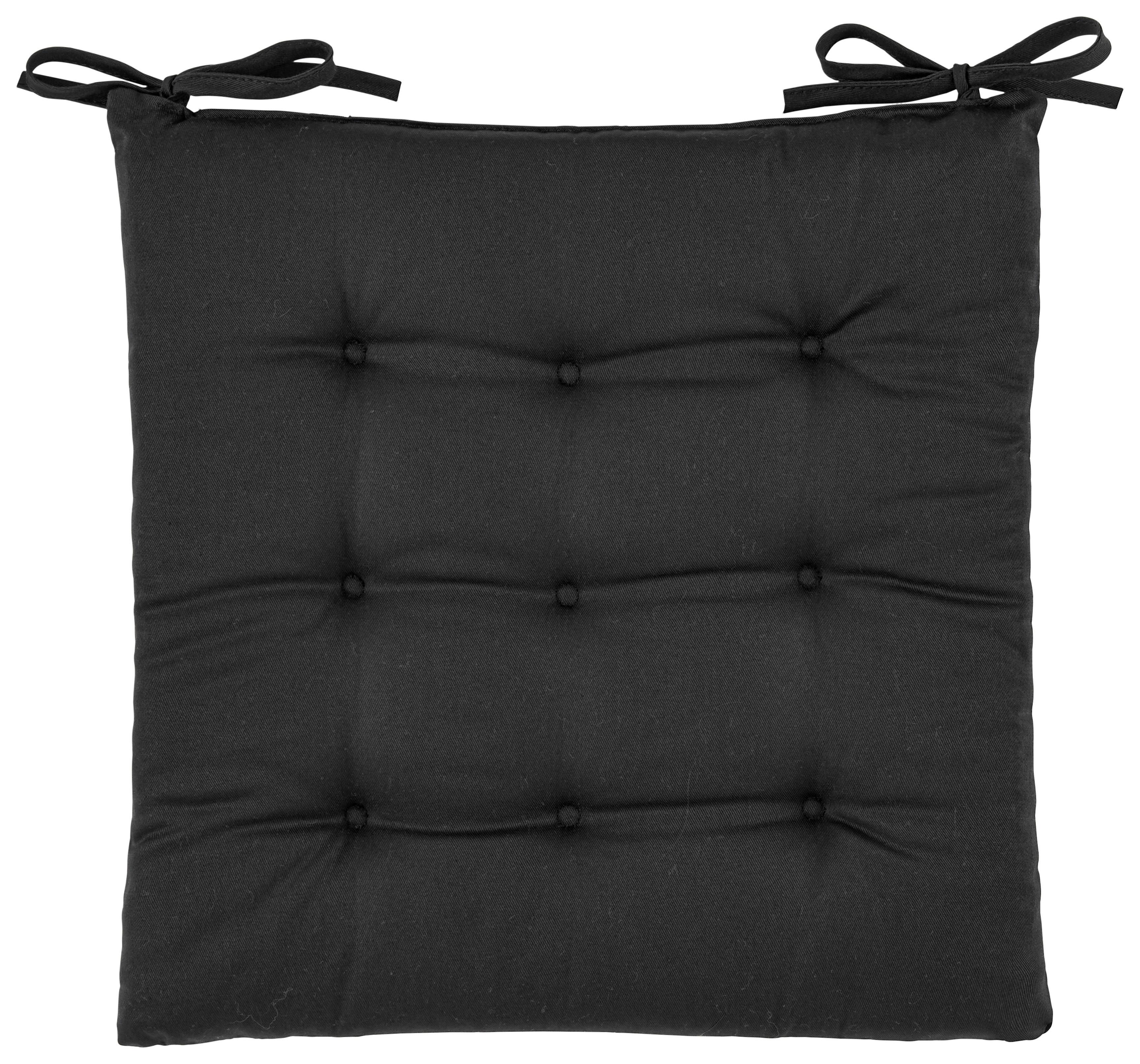 Schwarzes Sitzkissen aus Nylon.