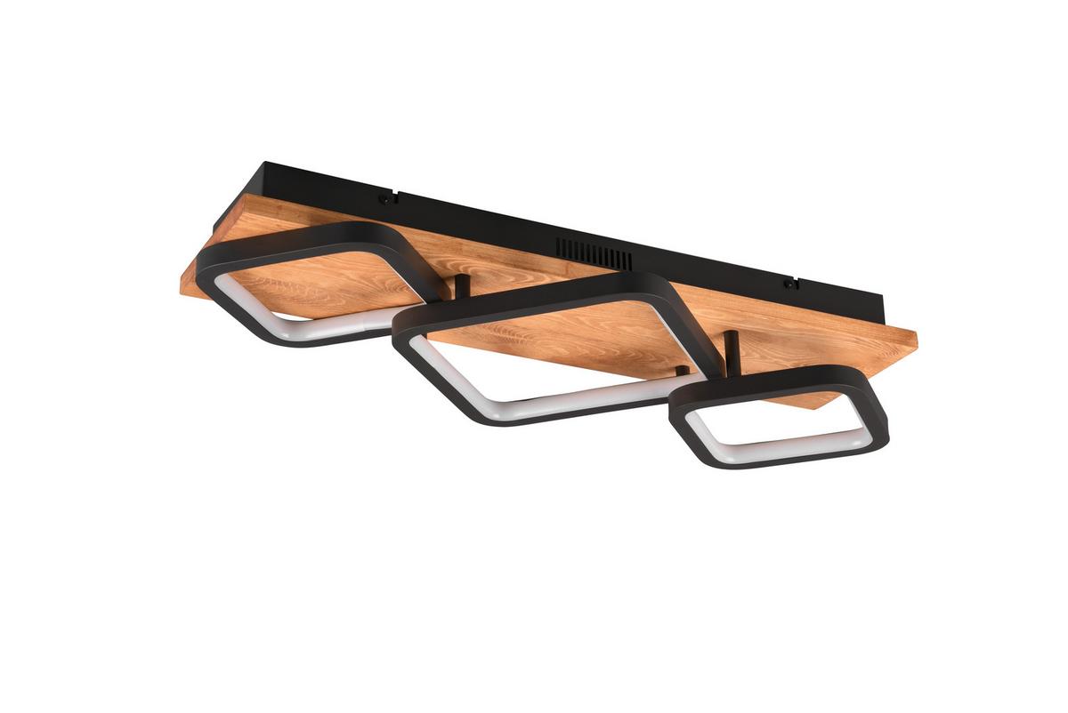 LED-Deckenleuchte Rama Braun/Schwarz max. 32 Watt - Schwarz/Braun, Design, Holz/Metall (72/12,5/32,5cm) - Trio Leuchten