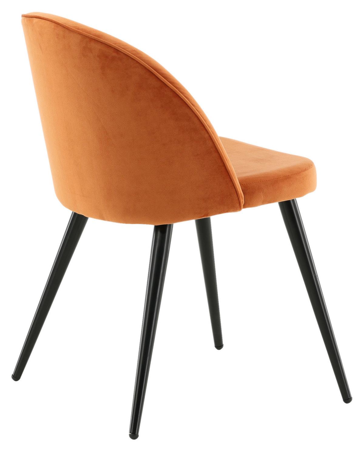 STUHL-SET VELVET - Schwarz/Orange, Design, Textil/Metall (57/76.5/50cm) - Livetastic