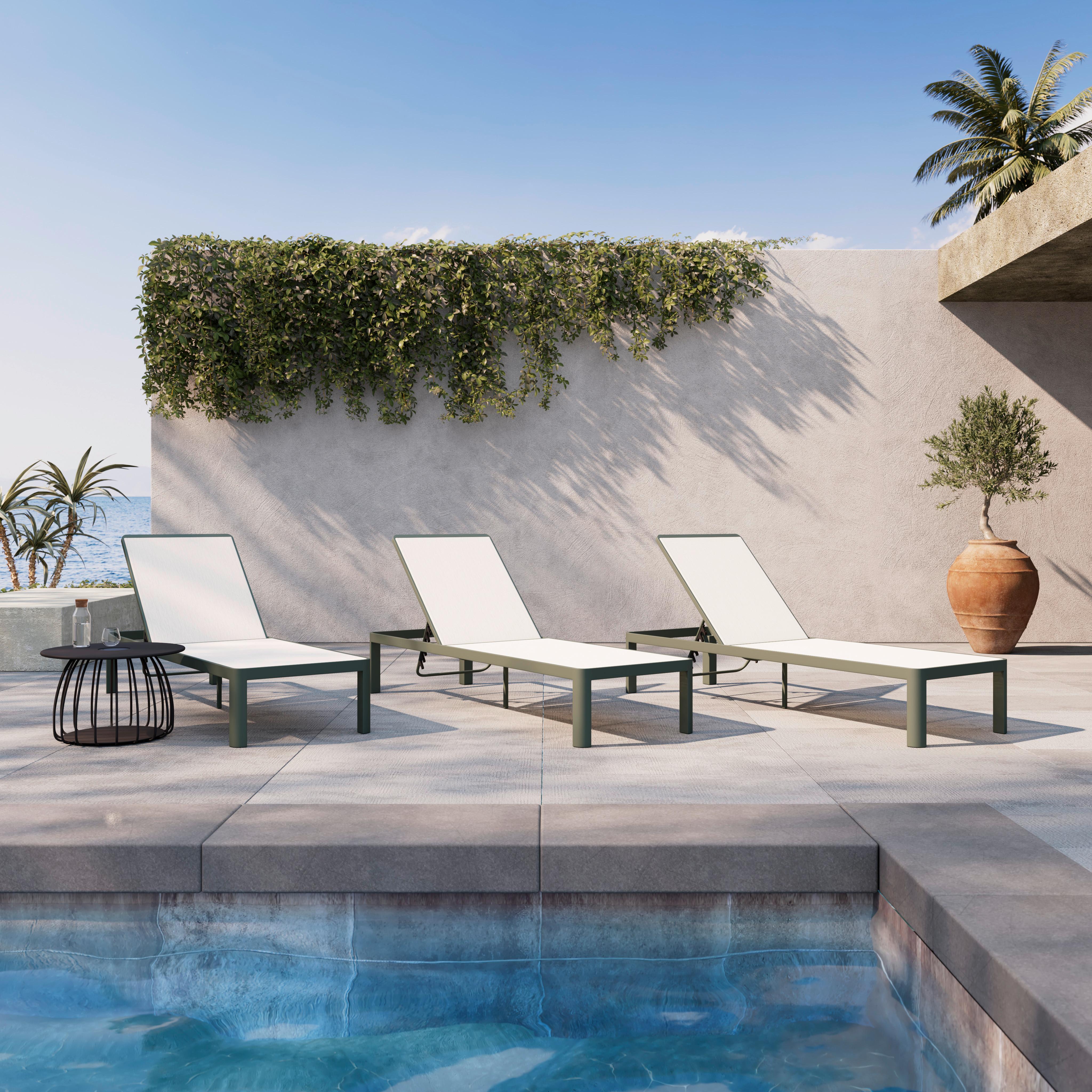 Șezlong New York - bej/verde, Modern, metal/textil (198/33/65cm) - Mömax