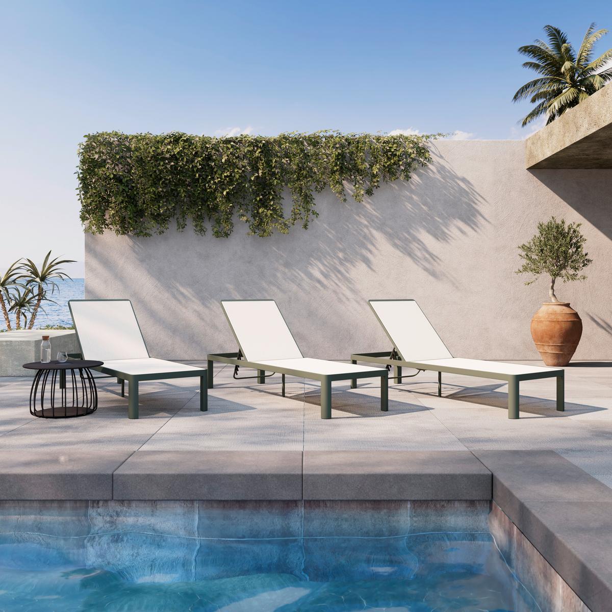 Ležaljka Vrtna New York - zelena/bež, Moderno, metal/tekstil (198/33/65cm) - Mömax