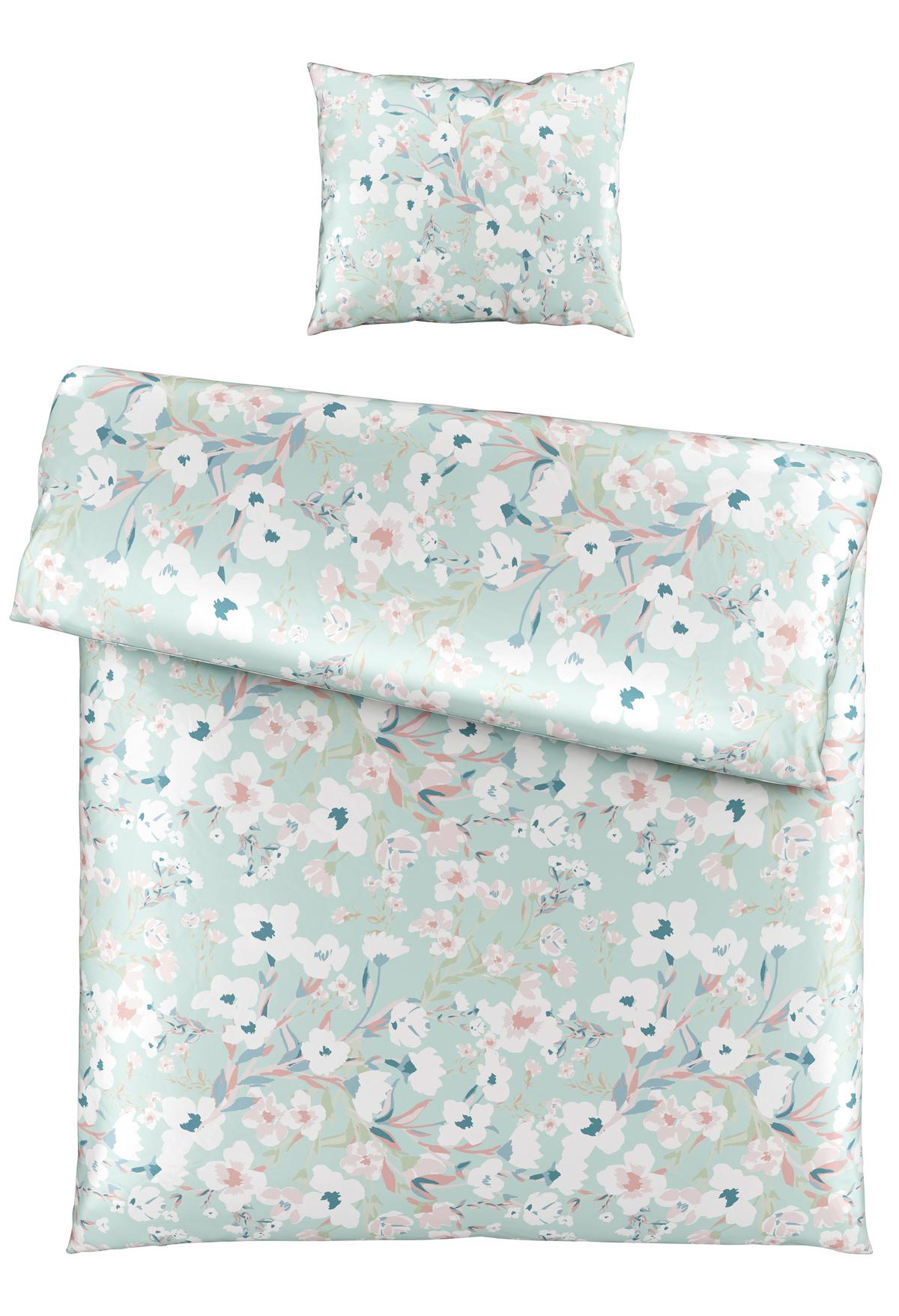 BETTWÄSCHESET UTE - Grün, Romantik / Landhaus, Textil (160/210cm) - Modern Living