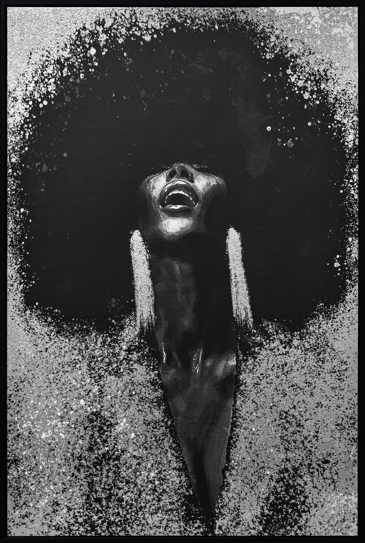 Tablou cu ramă Disco cca. 62x92 cm - alb/negru, Modern, plastic/textil (62,4/92,4cm) - Mömax