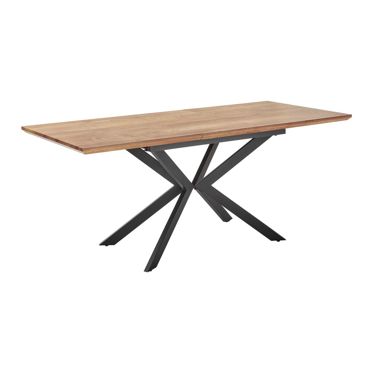 STÓŁ ROZSUWANY AKI - czarny/kolor orzecha włoskiego, Modern, materiał drewnopochodny/metal (140-180/80/76cm) - Bessagi Home