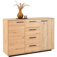 Komoda Lukas - hrast Artisan/crna, Trend, drvni materijal/plastika (133,6/95,4/40,2cm) - Modern Living