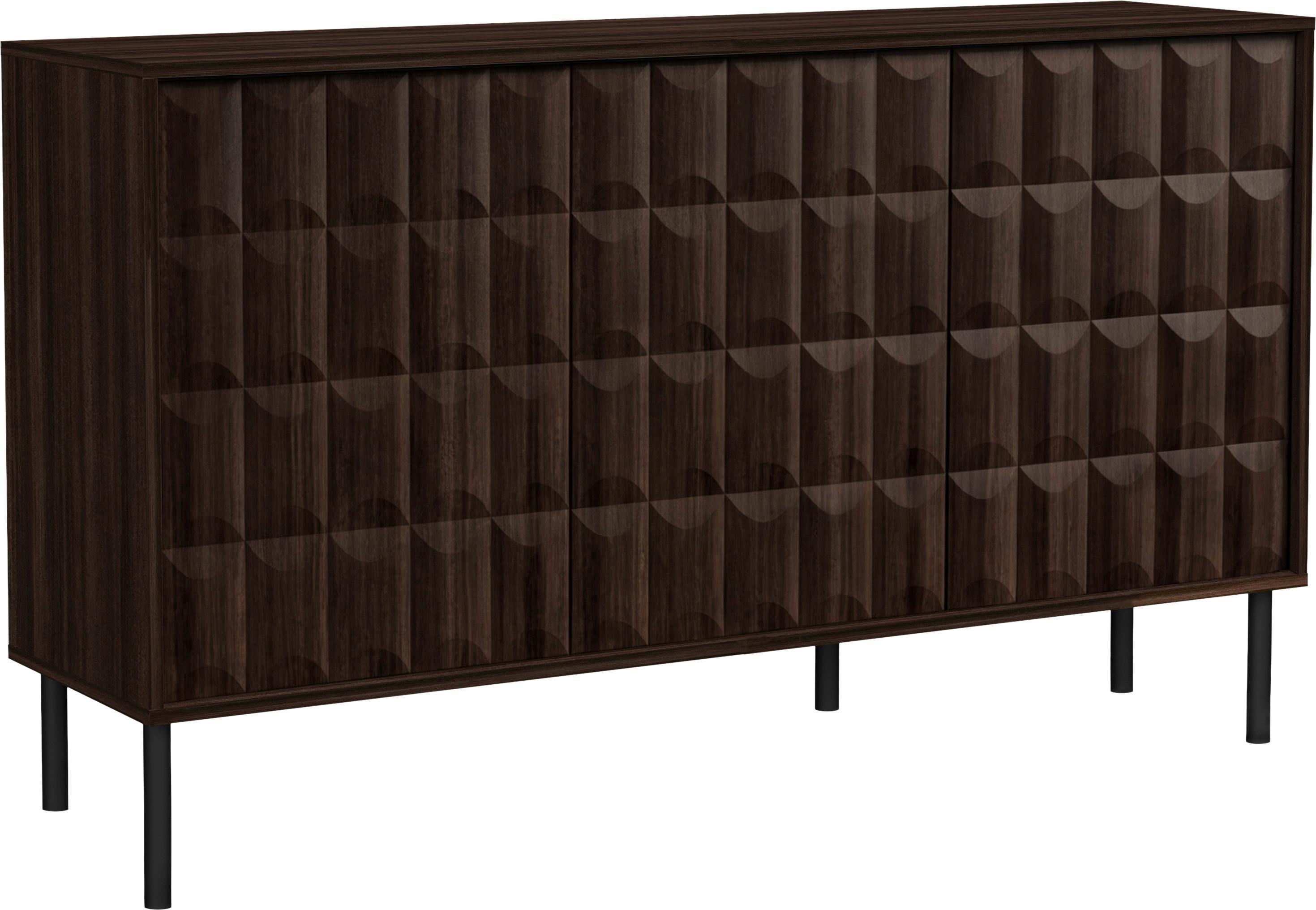 Sideboard Diamond Dunkelbraun - Dunkelbraun/Schwarz, Design, Holzwerkstoff/Metall (155/91/40cm) - Mömax