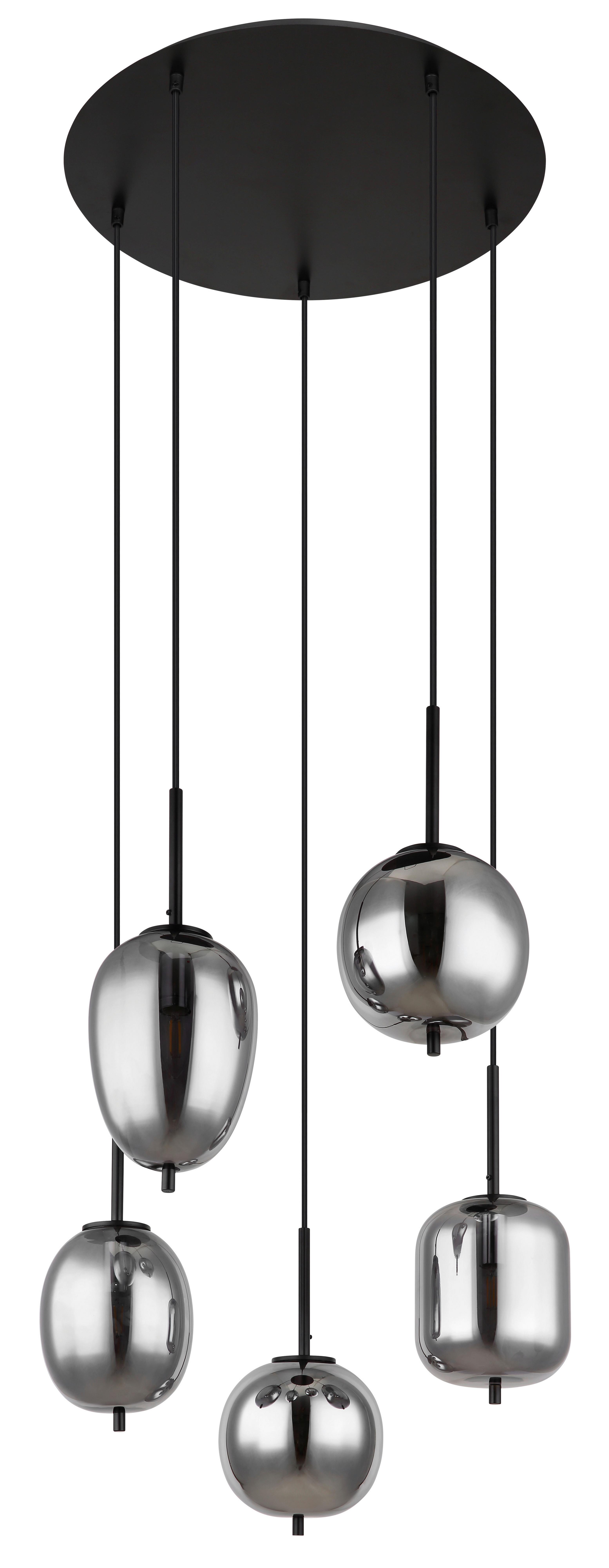 Hängeleuchte Blacky max. 40 Watt - Schwarz, Design, Glas/Metall (57,5/150cm) - Globo