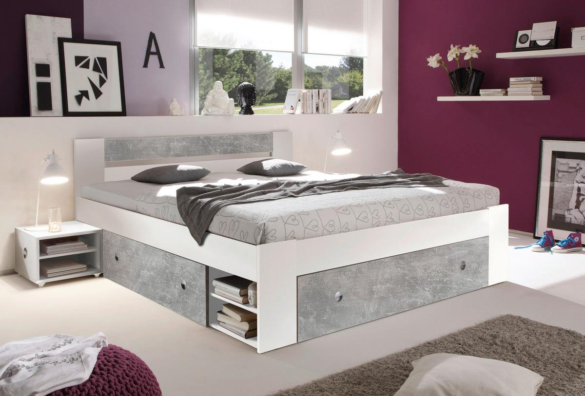 Posteljna Garnitura Stefan, S Predali, 140x200 - siva/bela, Moderno (140/200cm) - Boxxx