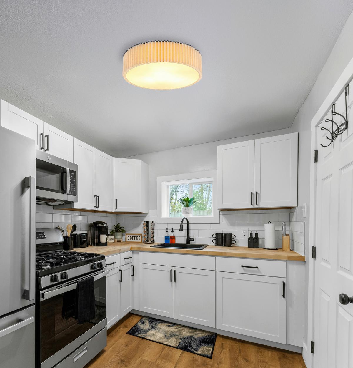 DECKENLEUCHTE 15757D PAGE - Weiss/Naturfarben, Konventionell, Kunststoff/Textil (43/13cm) - Globo