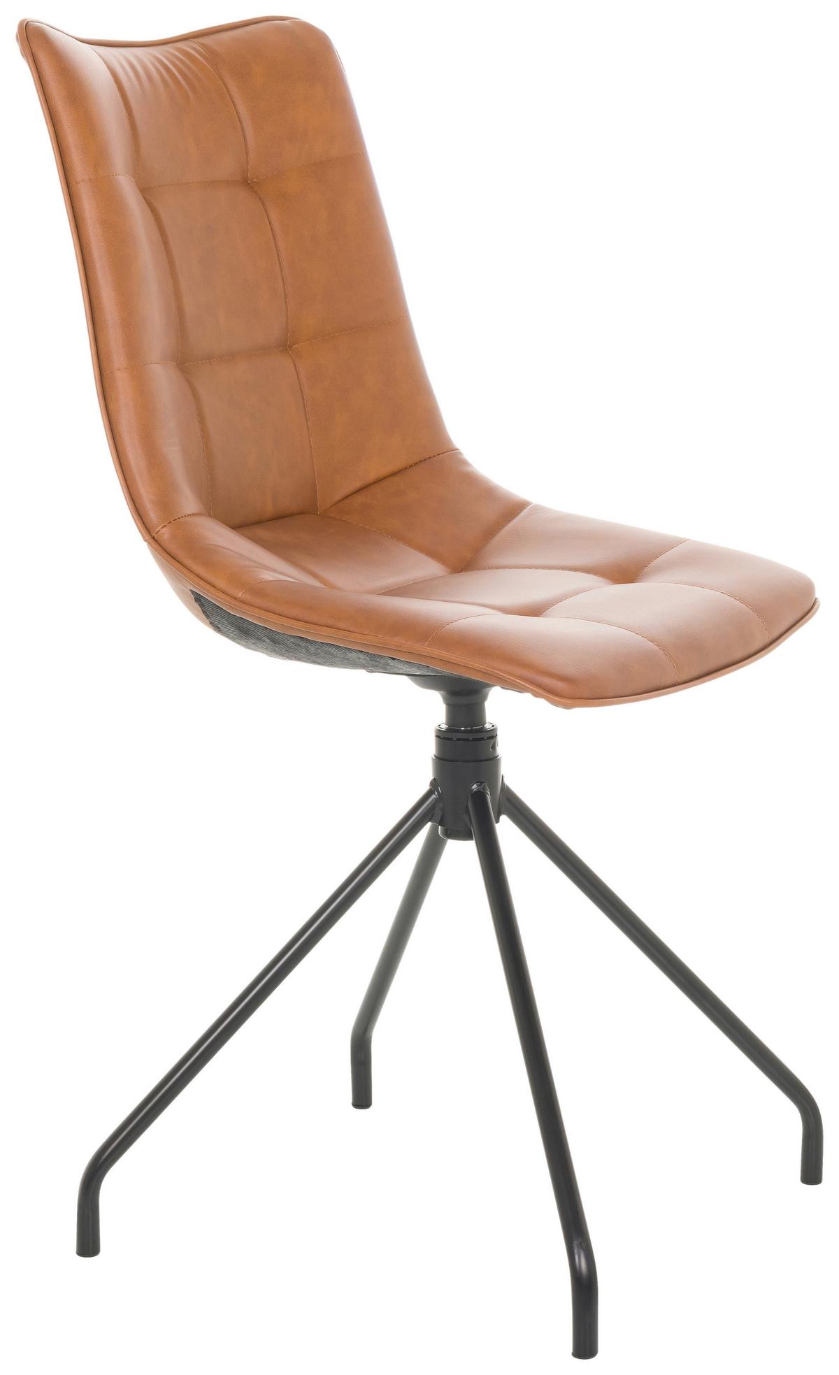 Konferenčni Stol Tarviso, Rjava - črna/rjava, Basics, kovina/usnje (48/93/52cm) - MID.YOU