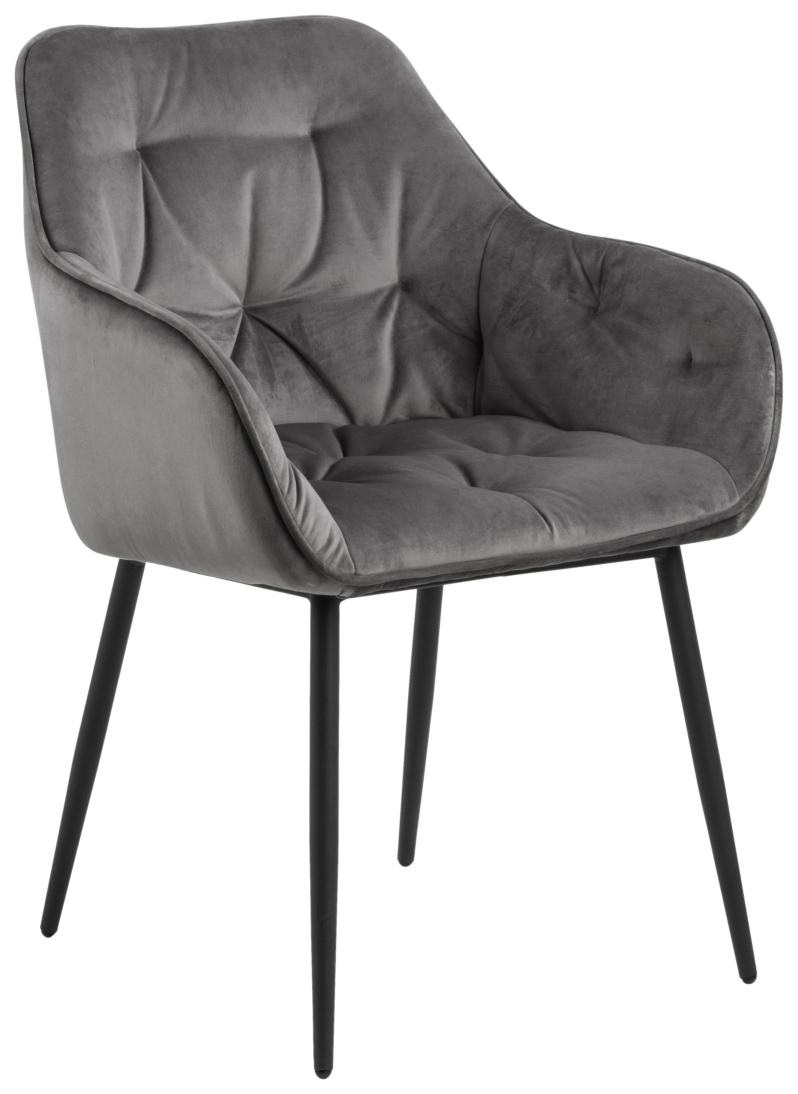 KRZESŁO Z PODŁOKIETNIKAMI BROOKE -TREND- - ciemnoszary/czarny, Trend, metal/tkanina (58/83/55cm) - Livetastic