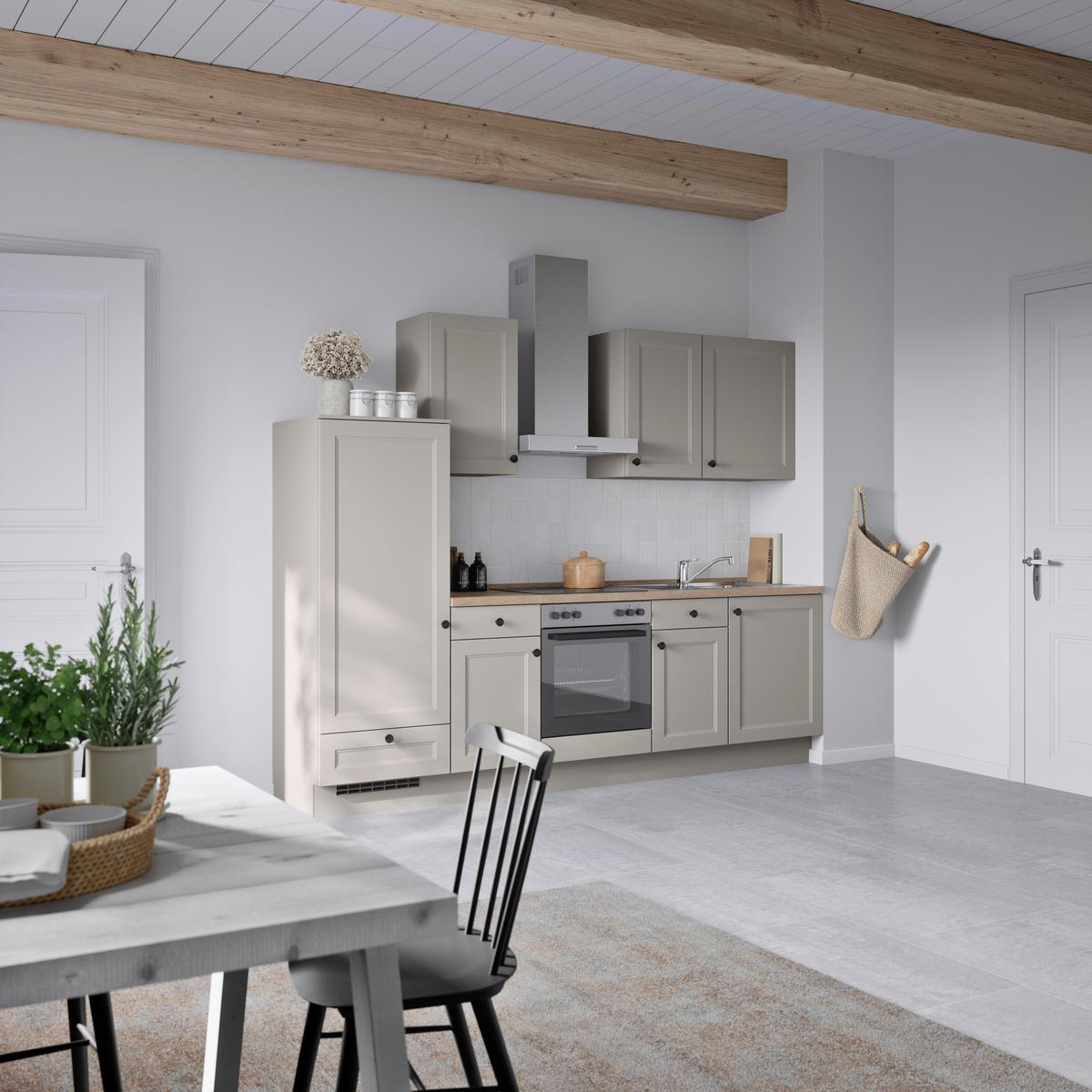 Küchenblock Cascada Low m. Geräten Grau - Eiche dunkel/Schwarz, MODERN, Holzwerkstoff/Metall (270cm) - Nobilia