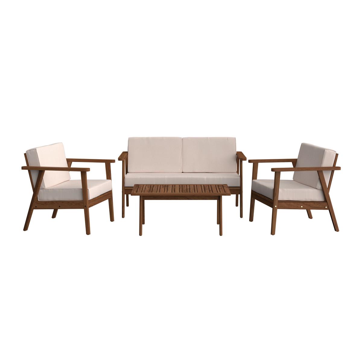 Garnitură grădină Till - crem/culoare lemn acacia, Modern, lemn/textil (130/75/71cm) - Mömax