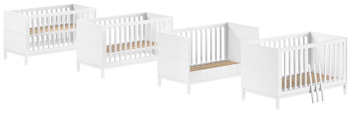 Gitterbett EVA Weiß ca. 70x140 cm teilmassiv - Weiß, MODERN, Holz/Holzwerkstoff (70/140cm) - Vipack