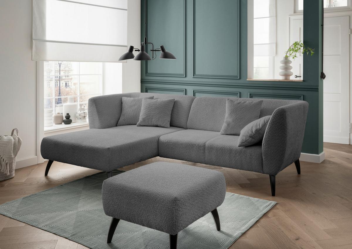 Wohnlandschaft Colori Anthrazit Bouclé - Anthrazit/Schwarz, MODERN, Holz/Textil (160/264cm) - MID.YOU