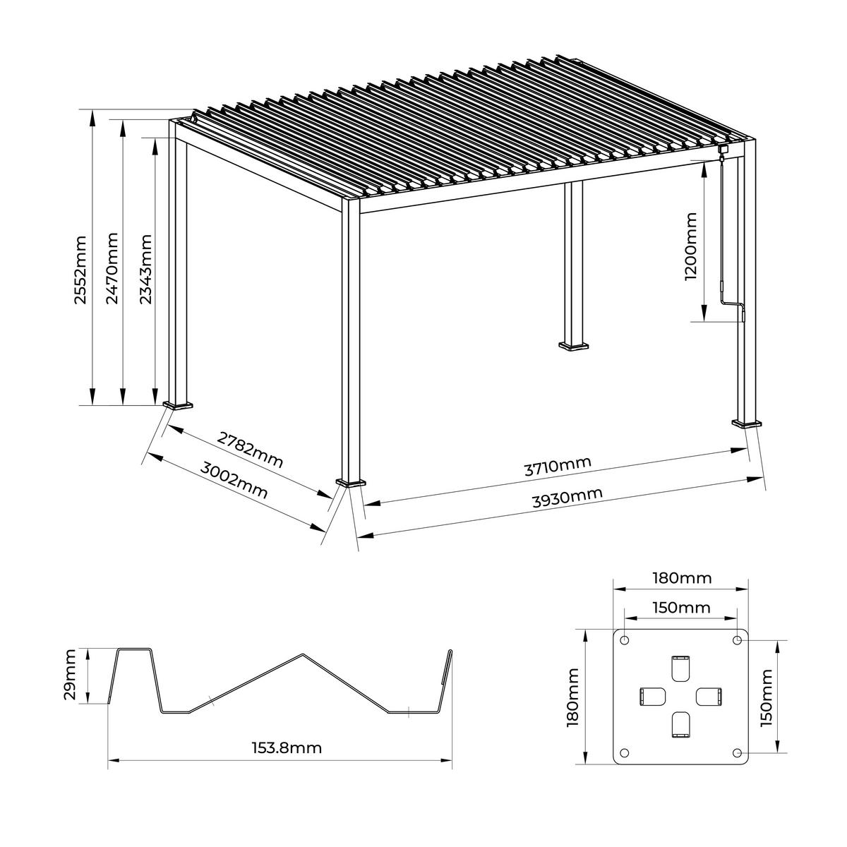 Pergola Core Anthrazit - Anthrazit, Basics, Metall (393/247/300cm) - Gardenson