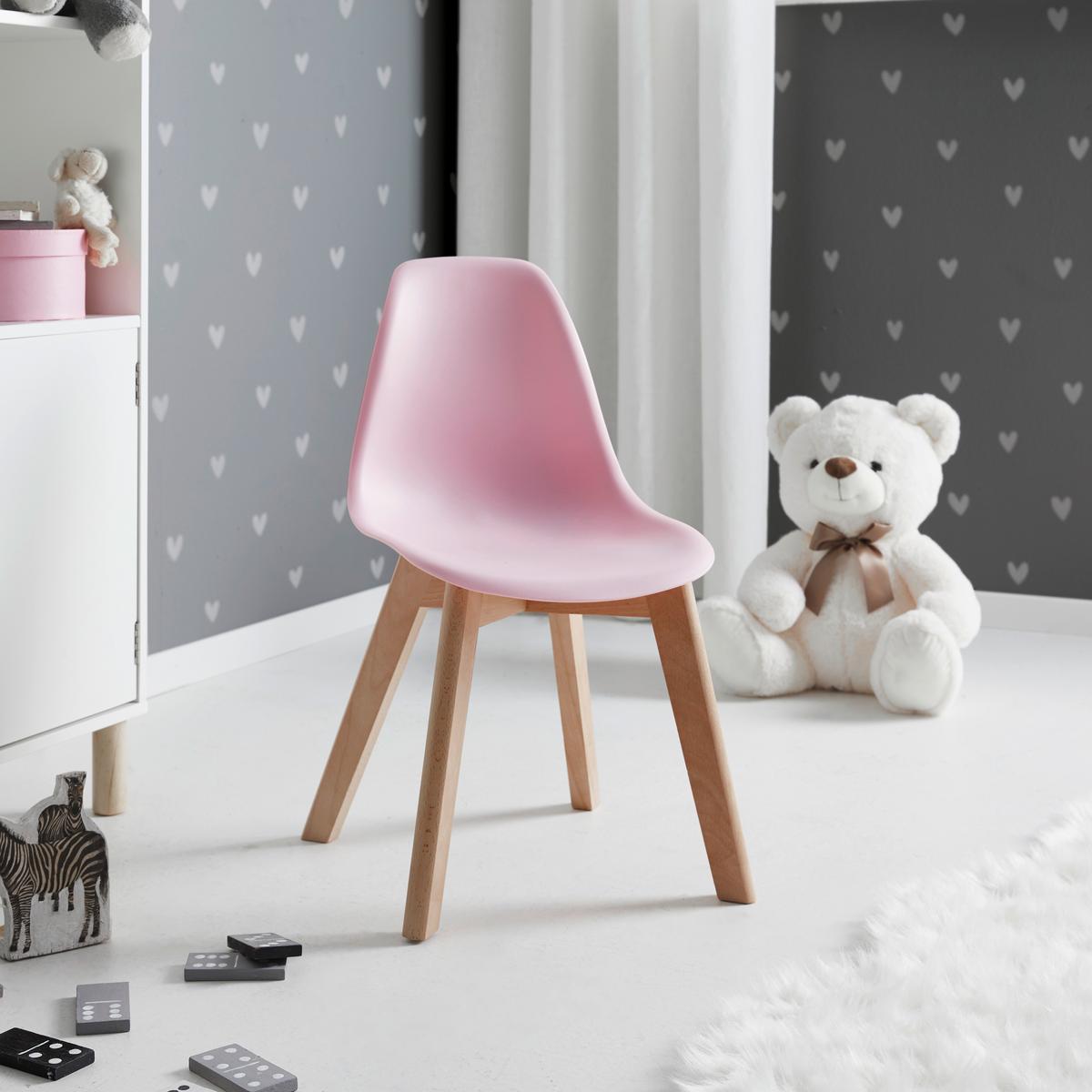 Kinderstuhl Tibby Rosa Kunststoff/Echtholz - Rosa, MODERN, Holz/Kunststoff (30/58/34cm) - Bessagi Kids