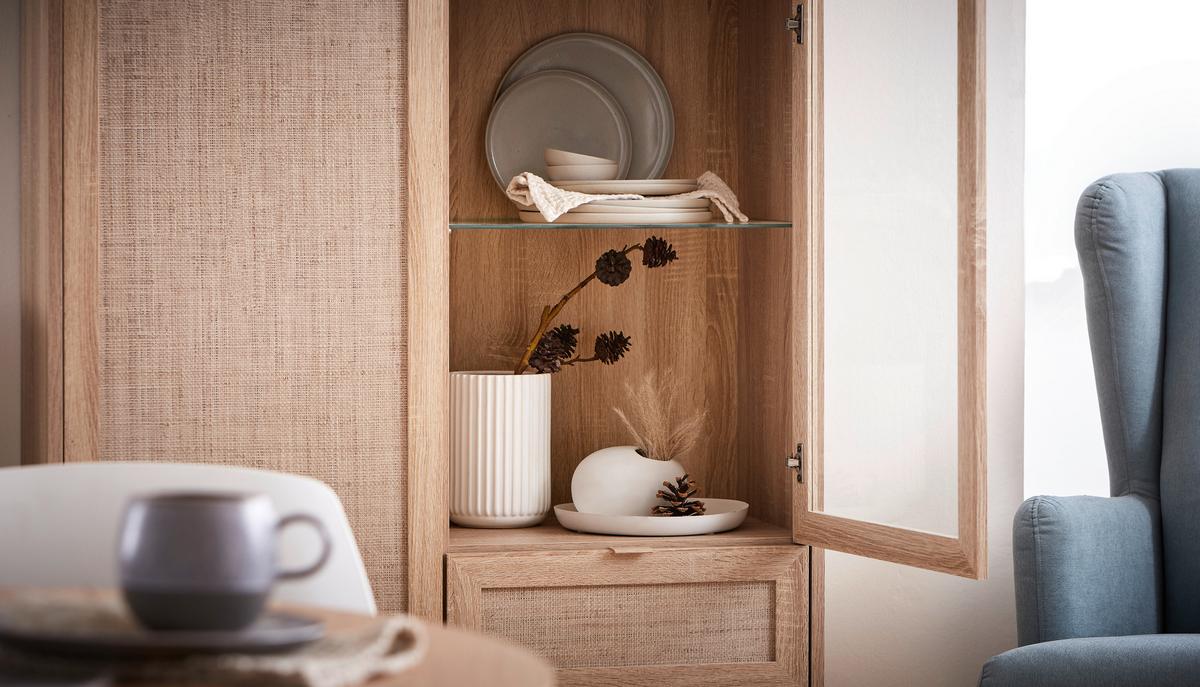 KOMODA WYSOKA BALI - kolor dębu sonoma, Natur, materiał drewnopochodny/tworzywo sztuczne (101,5/139/40cm) - MID.YOU