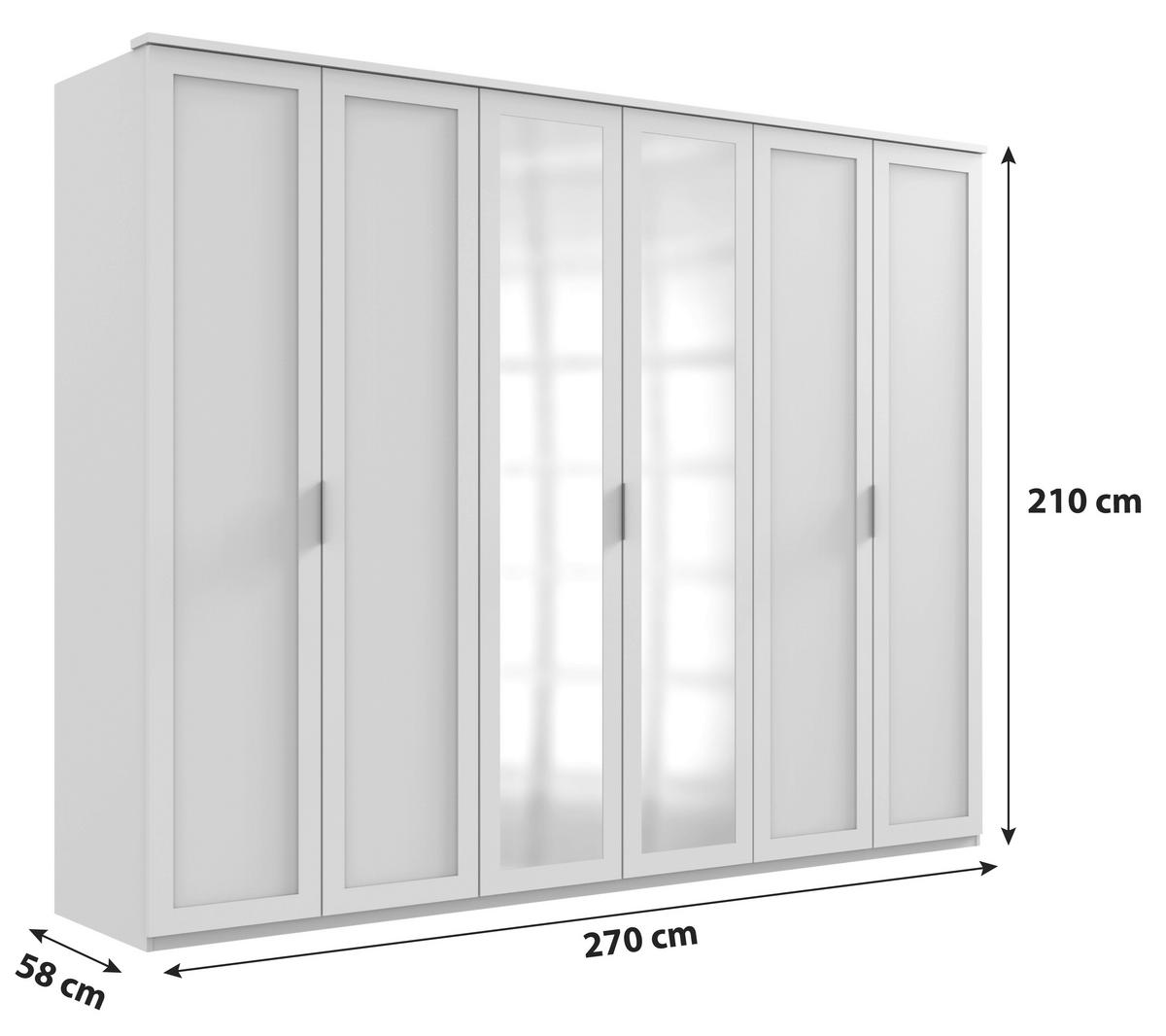 Ormar S Klasičnim Vratima Nadja - bijela/srebrne boje, Konvencionalno, staklo/drvni materijal (270/210/58cm) - Modern Living