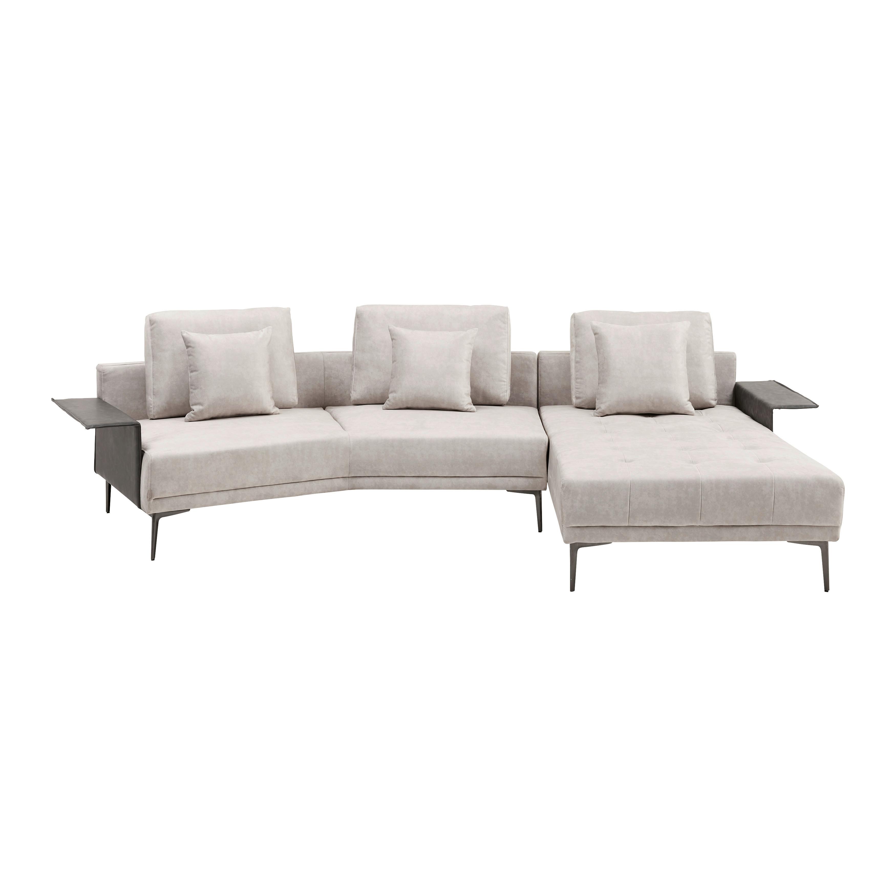 DUŻY NAROŻNIK DONNA - beżowy/kolor srebrny, Modern, metal/drewno (345/68/176cm) - Bessagi Home