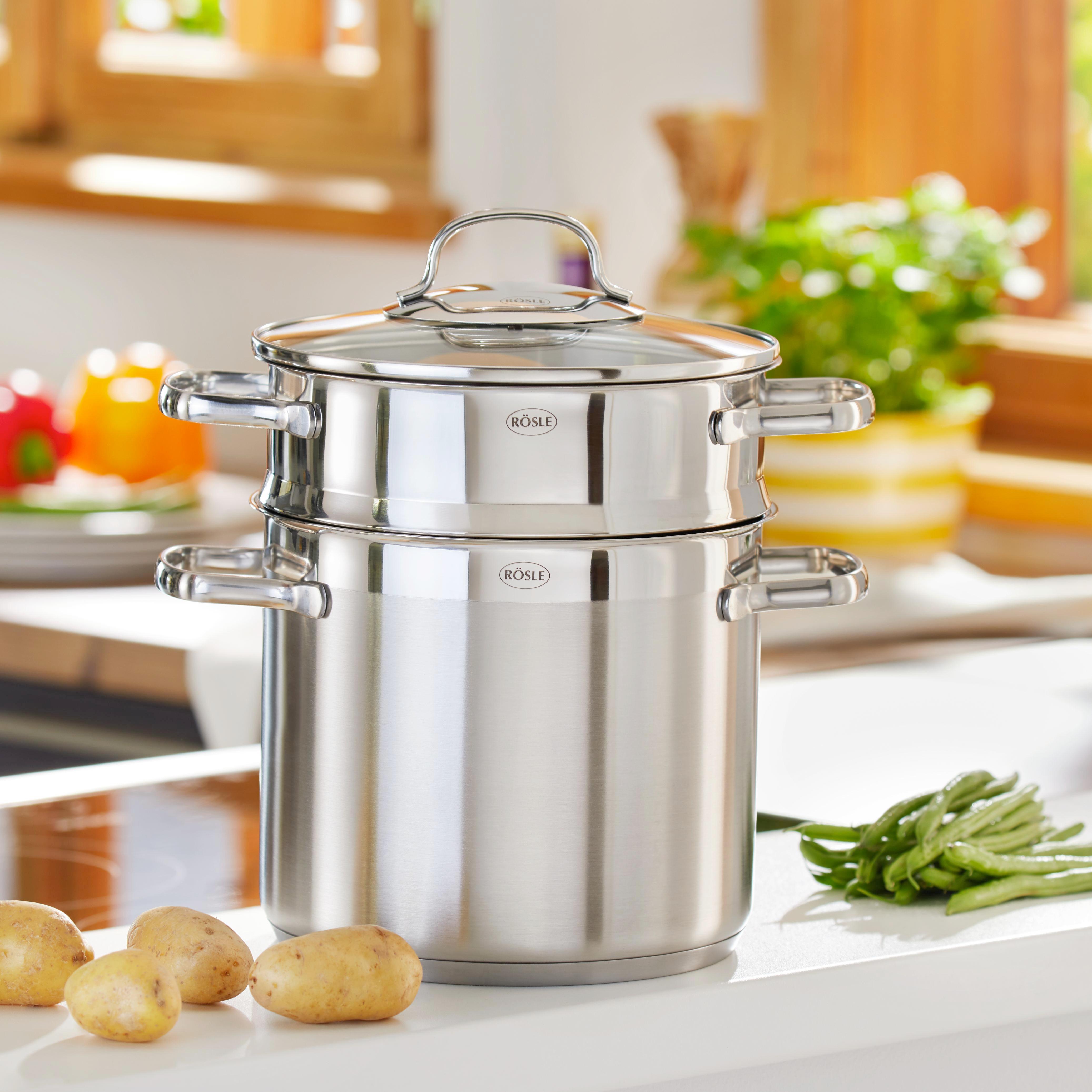 Pastatopf Rösle Ø ca. 20 cm - Edelstahlfarben, KONVENTIONELL, Glas/Metall (20cm) - Rösle
