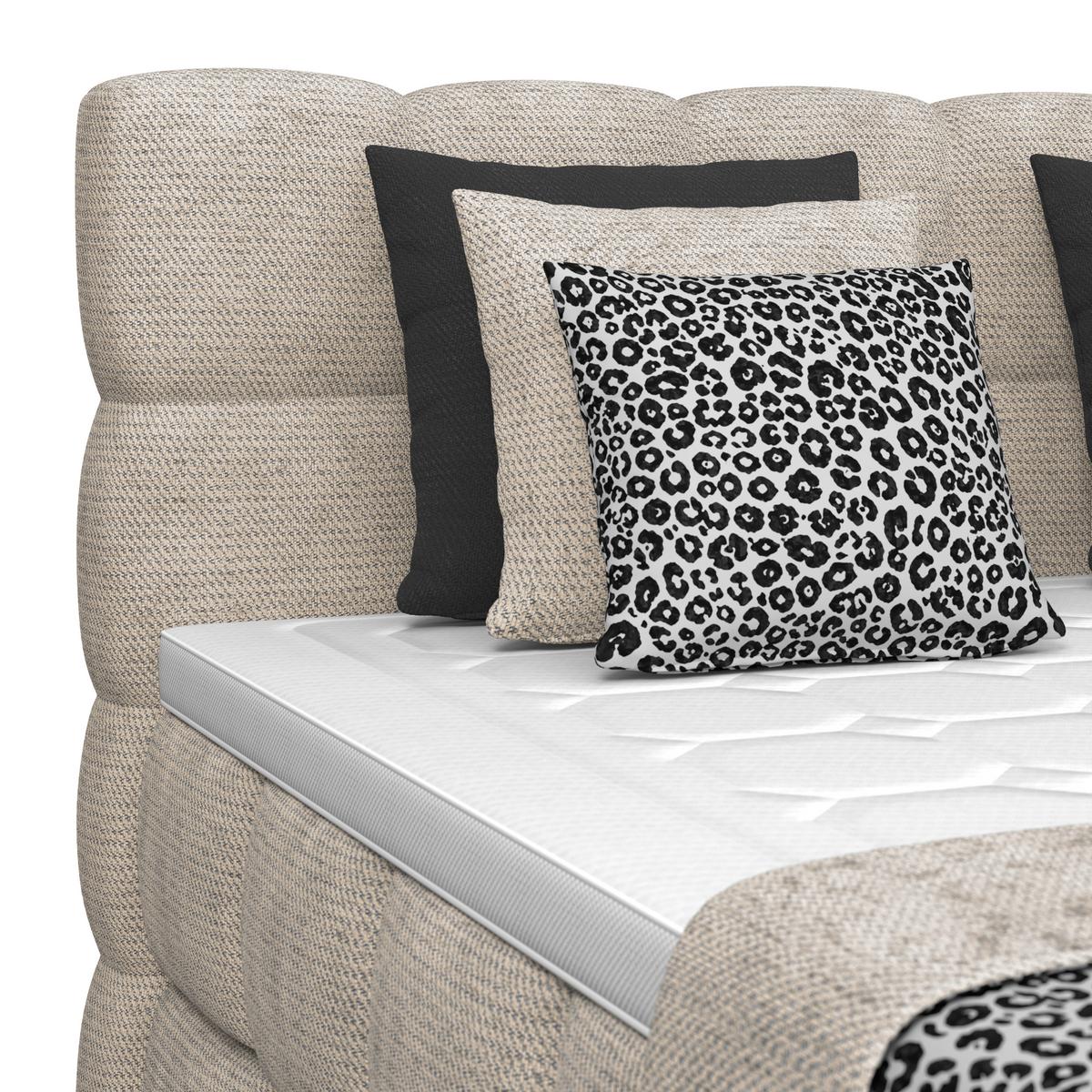 Postelja Boxspring Brisbane, Bež, 160x220 - bež, Trend, kovina/umetna masa (160/220cm) - Premium Living