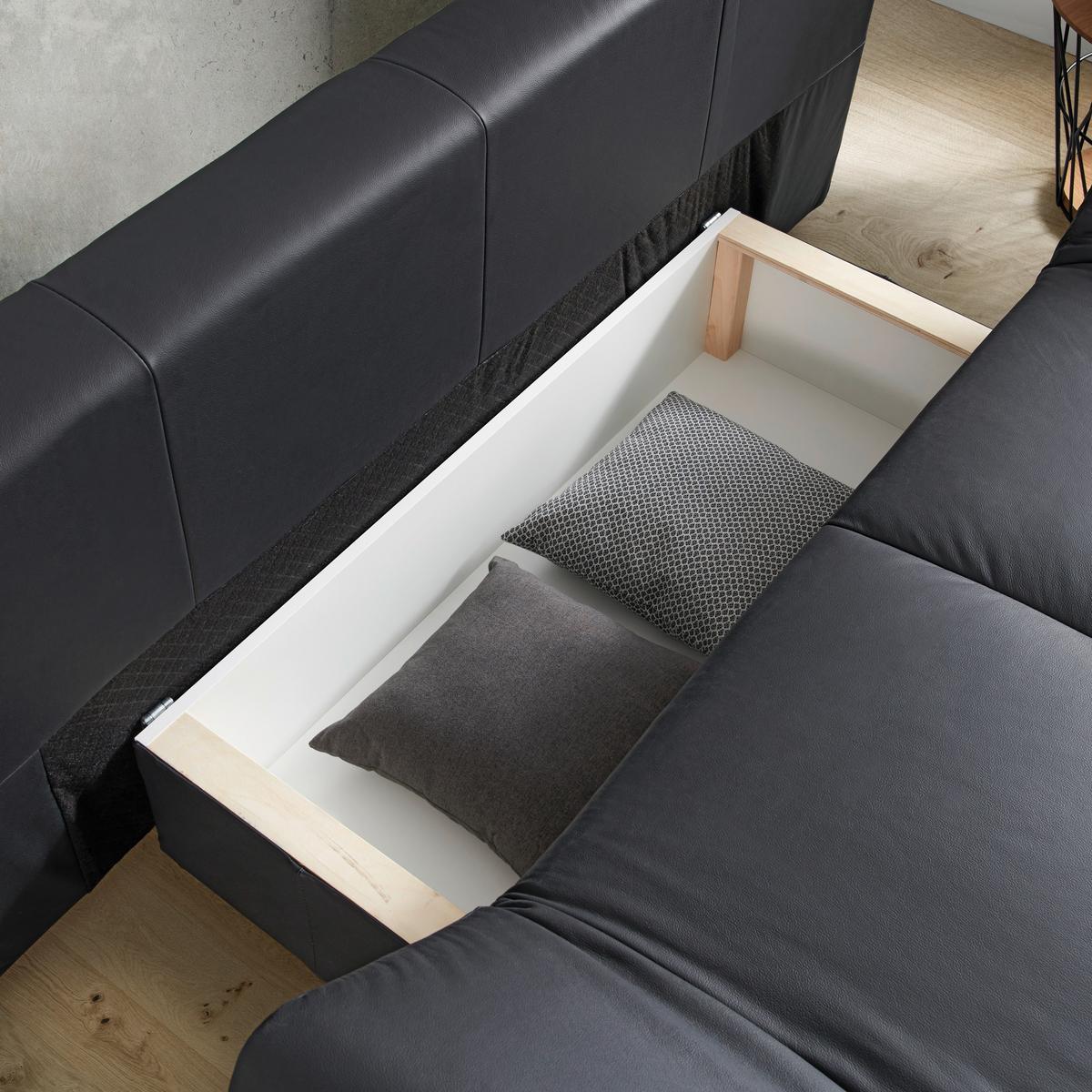 SOFA Z FUNKCJĄ SPANIA LAVINIA -BP- - czerwony/kolor chromowy, Modern, skóra/metal (200/85/90cm) - Novel