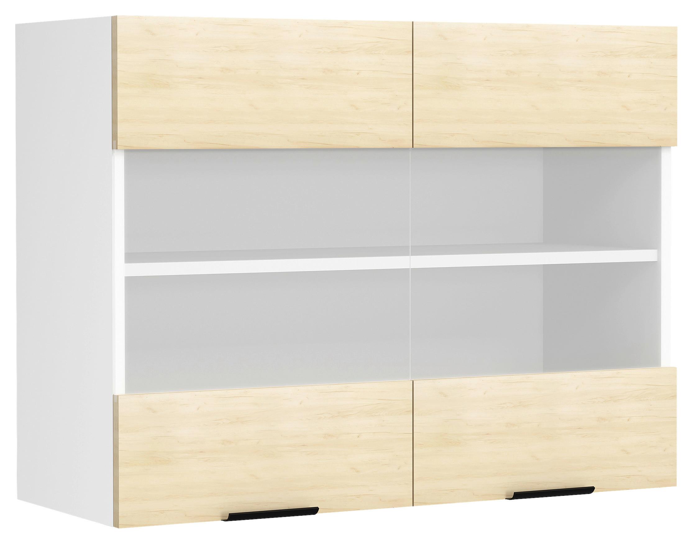KÜCHENOBERSCHRANK FASOLA - Honigeiche/Weiss, Trend, Glas/Holzwerkstoff (80/60/31cm) - MID.YOU