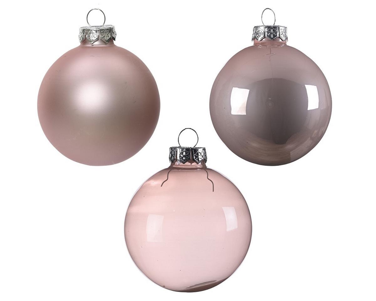 Set globuri de Crăciun din sticlă 21/1 - roz, Basics, sticlă (7cm)