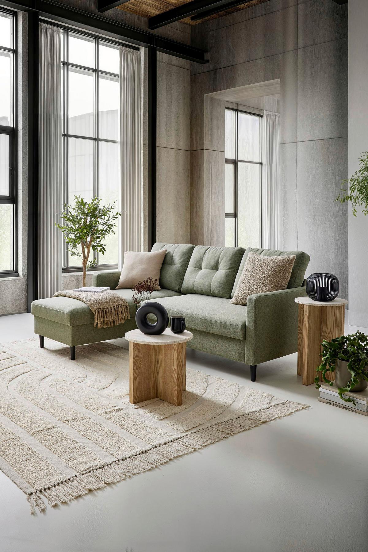 Sarokkanapé Bergen - mentazöld, Modern, faalapú anyag/textil (192/82/138cm) - Best Price