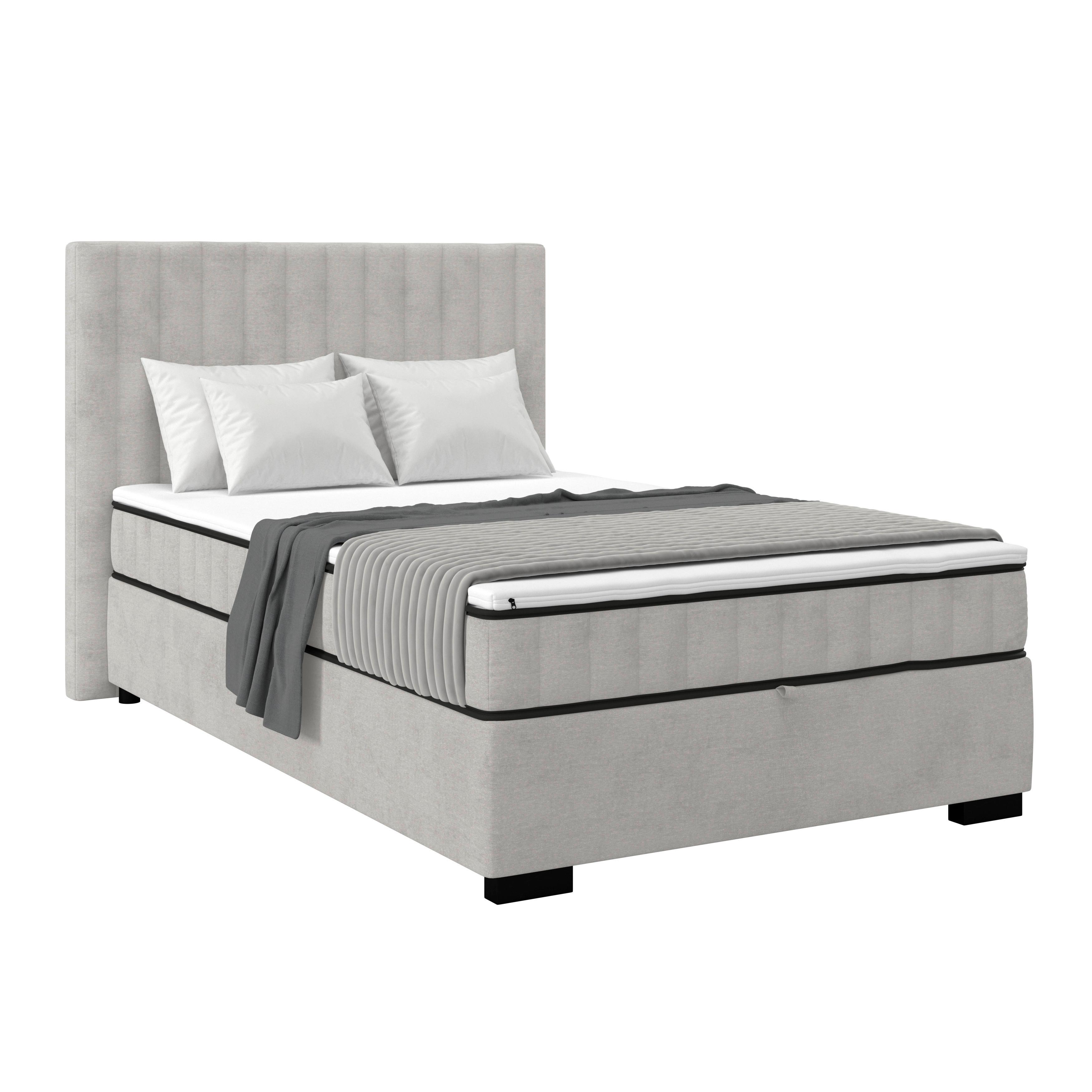 Box Krevet Maya C - svijetlo siva/crna, Moderno, drvni materijal/drvo (120/200cm) - Modern Living