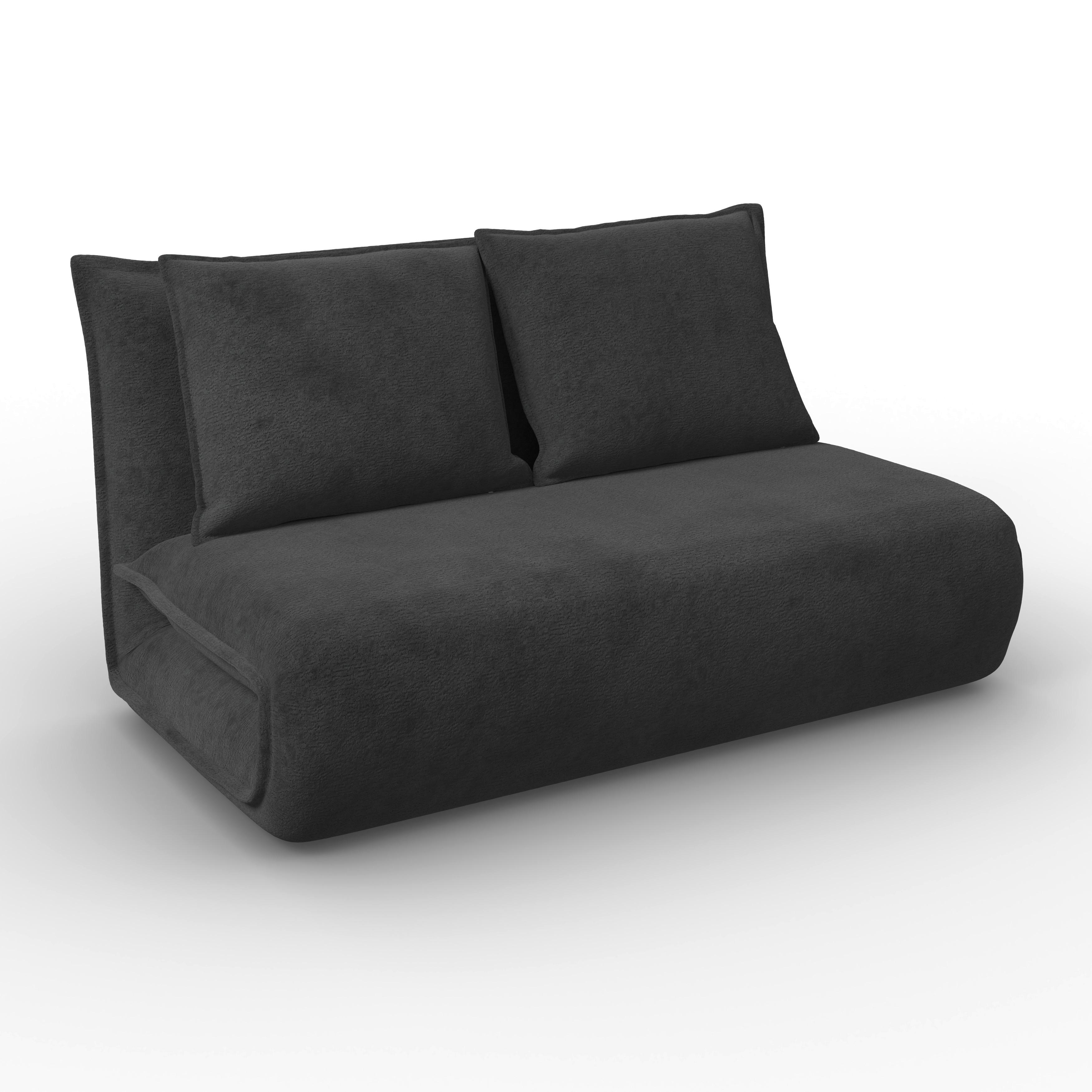 Schlafsofa Macy Bouclé Dunkelgrau - Dunkelgrau, MODERN, Textil/Metall (140/35/63cm) - Bessagi Home